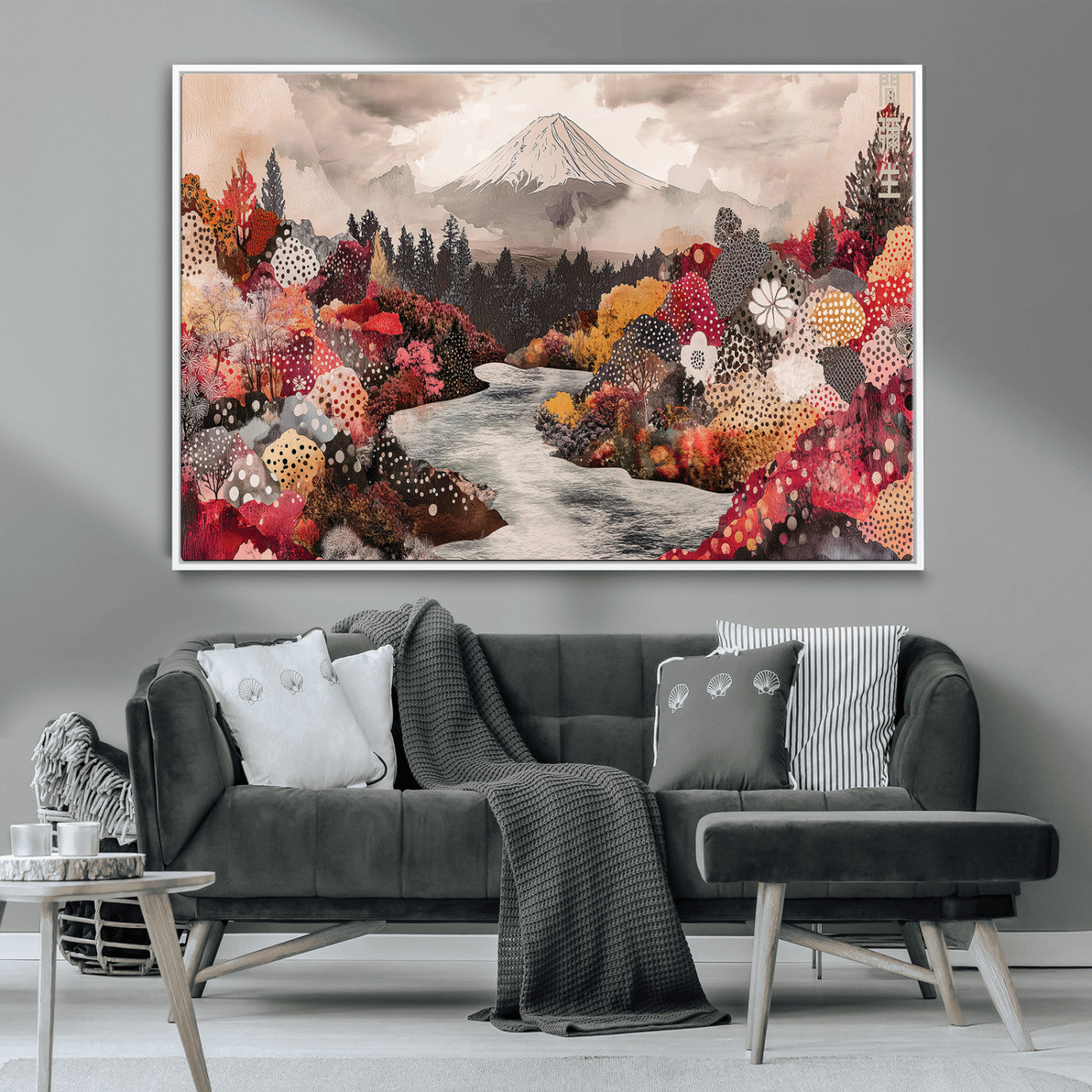 MGV-FC-36X24 - Mountain Wall Art Wall Art Canvas Print, Framed Autumn Forest Art Picture Print, Cottagecore Landscape Perfect Cottagecore Boho Decor Artwork