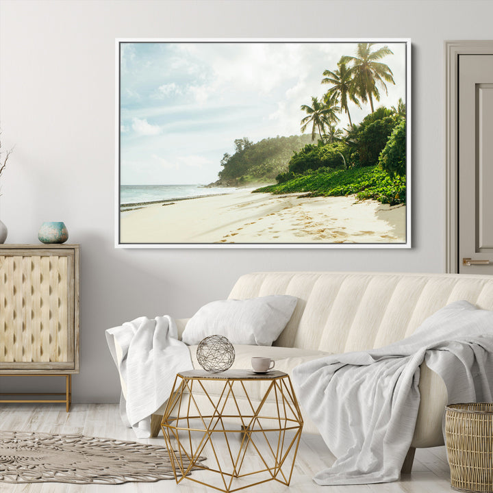 Relaxing Beach Wall Art Canvas Print, Framed Ocean View Art Picture Print, Coastal Serenity Perfect Tropical Coastal Decor Artwork