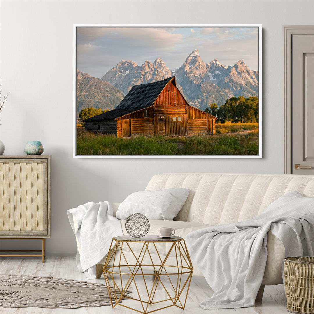 Rustic Barn Wall Art Canvas Print, Framed Western Landscape Art Picture Print, Farmhouse Style Perfect Rustic Farmhouse Decor Artwork