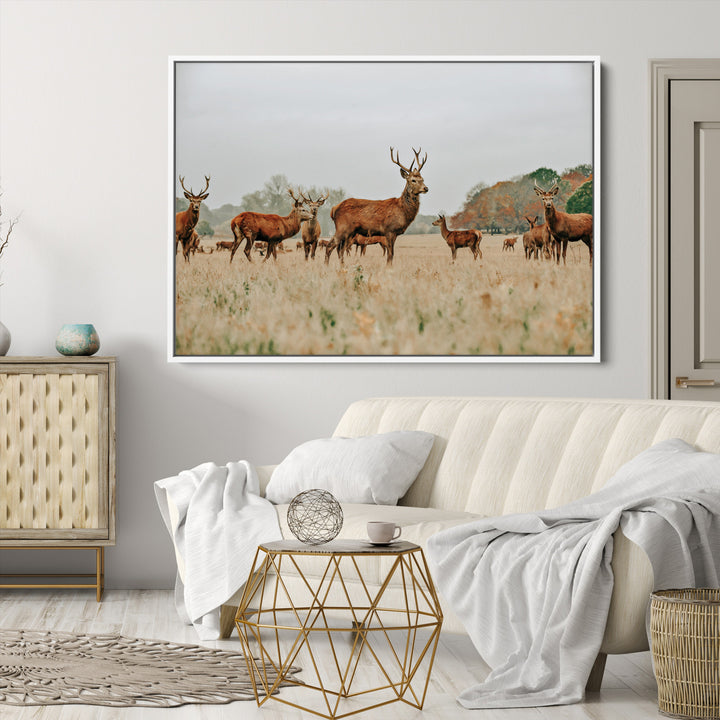 Rustic Deer Print Wall Art Canvas Print