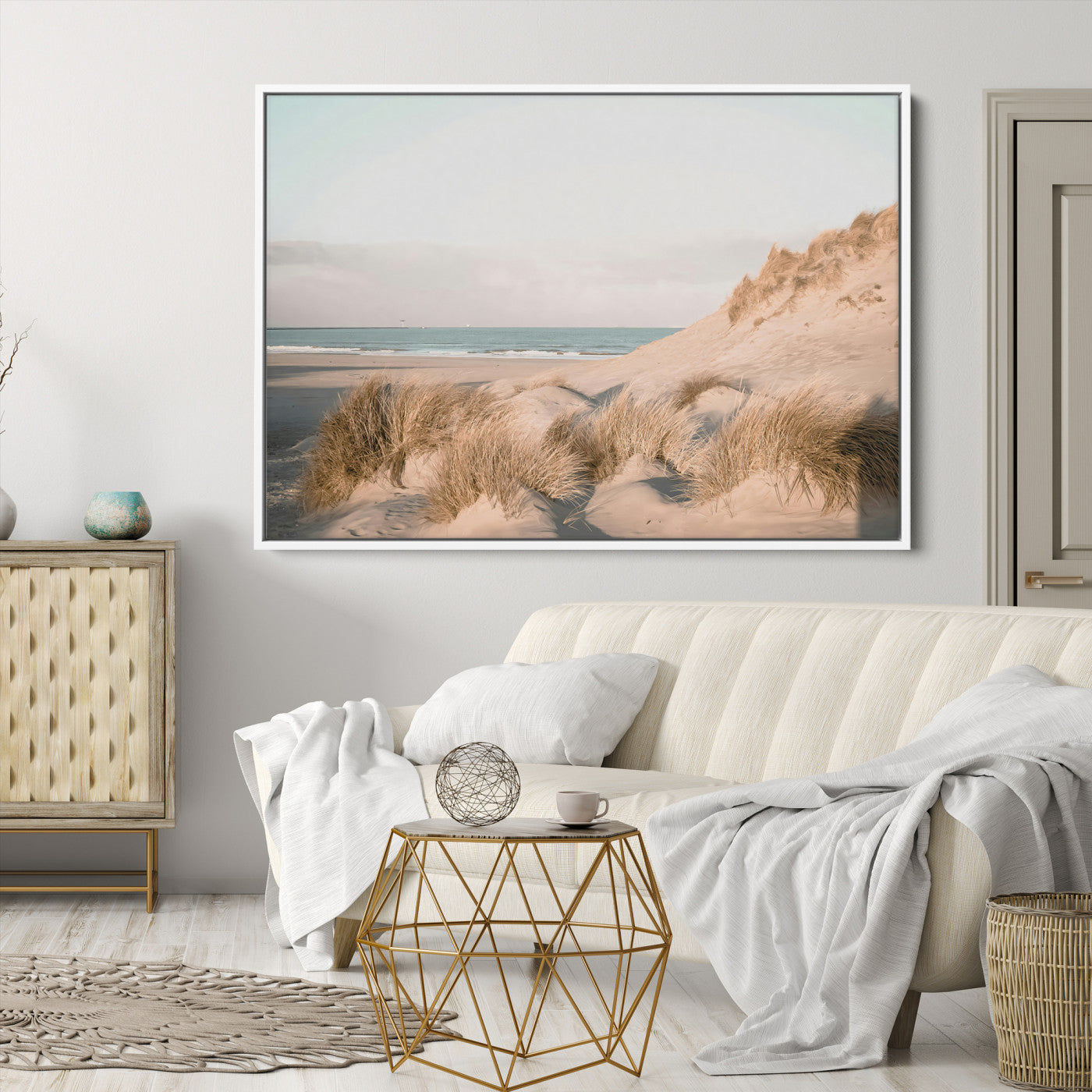 Beach Landscape Wall Art Canvas Print: Minimalist Seascape Decor