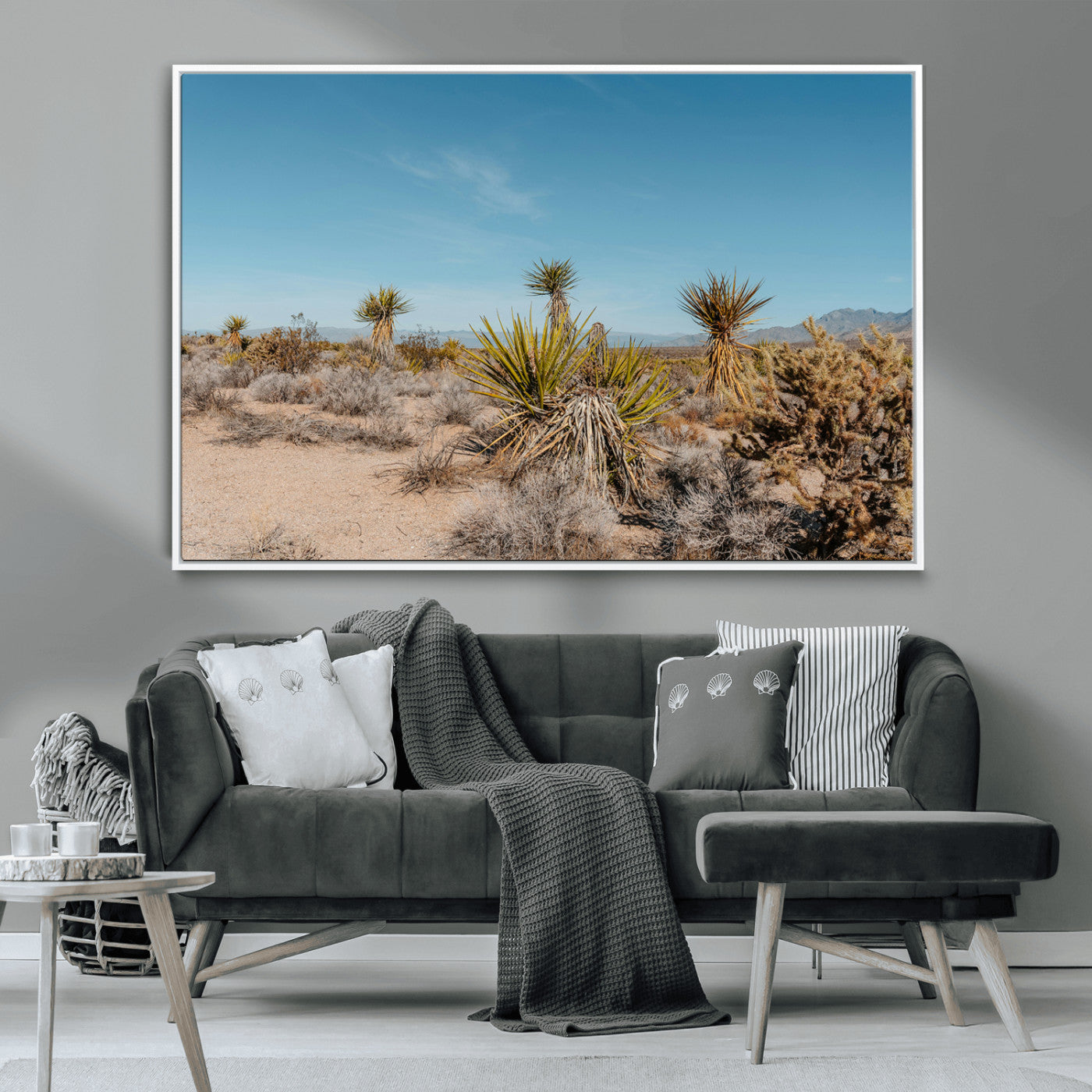 MGV-FC-36X24 - Joshua Tree Wall Art Canvas Print, Framed Desert Landscape Art Picture Print, Warm Earth Tones Perfect Southwestern Minimalist Decor Artwork