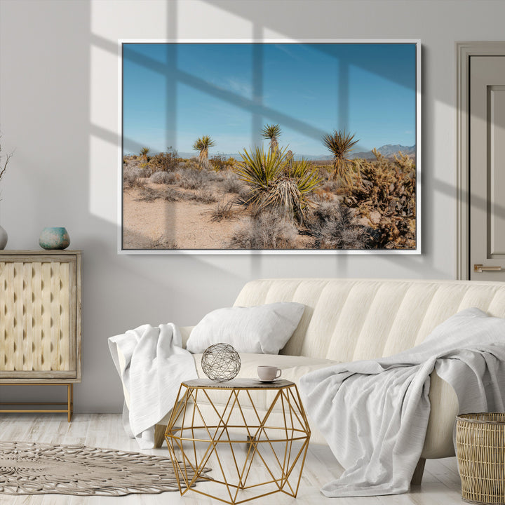 Joshua Tree Wall Art Canvas Print, Desert Landscape Print, Framed Warm Earth Tones Art Print, Large California Southwest Printing