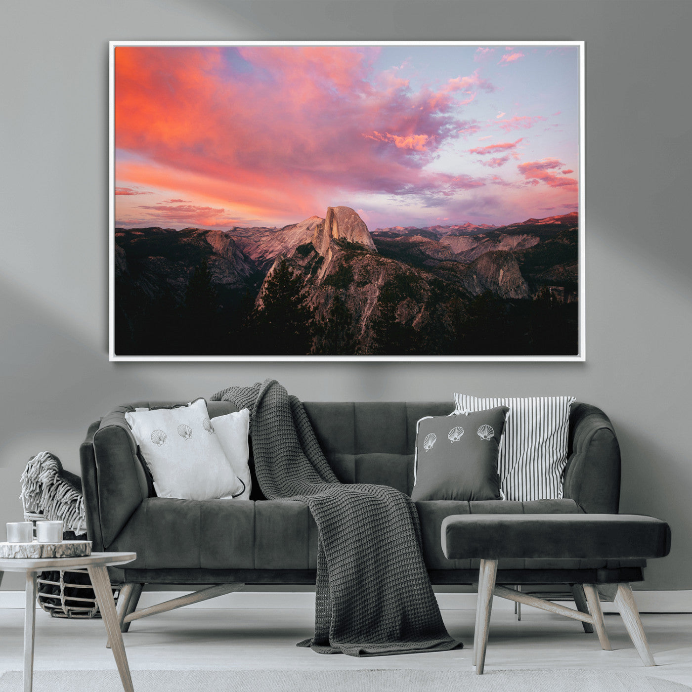 MGV-FC-36X24 - Half Dome Wall Art Canvas Print, Framed Yosemite National Park Art Picture Print, Dramatic Sunset Perfect Adventurous Wilderness Decor Artwork