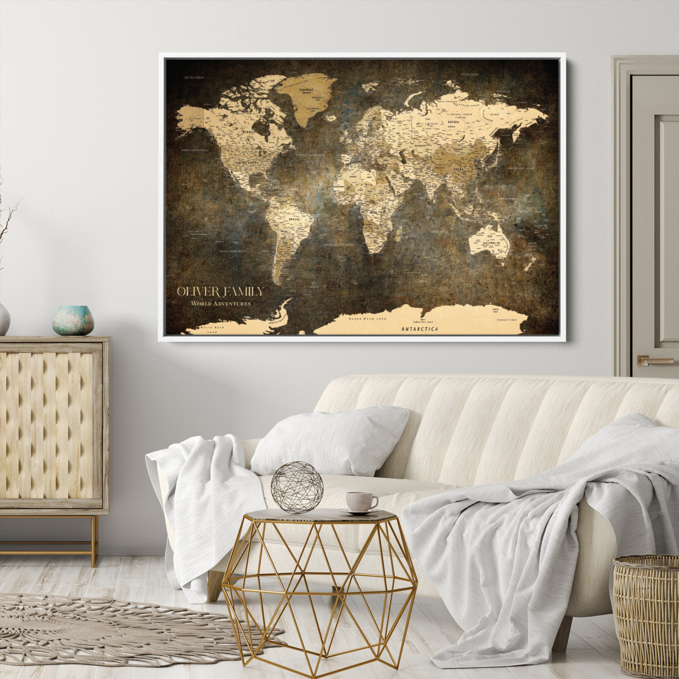 Personalized Custom Canvas Wall Art Print – Add Your Name, Date or Quote, Unique Gift for Home Decor, Wedding, Anniversary, Family Keepsake - Map - 1