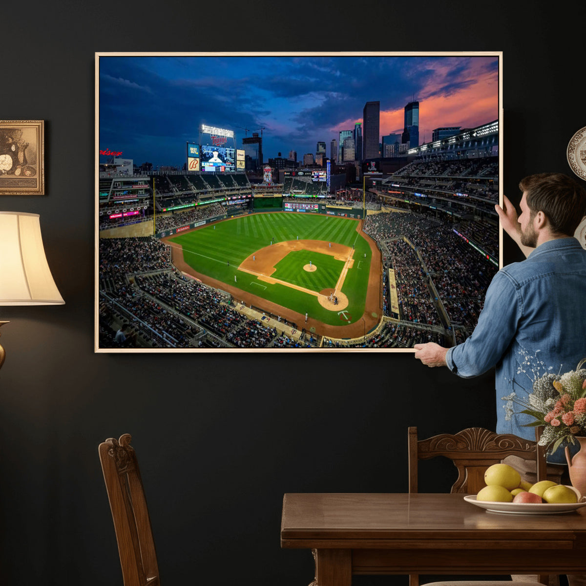 68222753-MGV-CV-36X24 - Target Field Wall Art Canvas Print, Baseball Stadium Scene