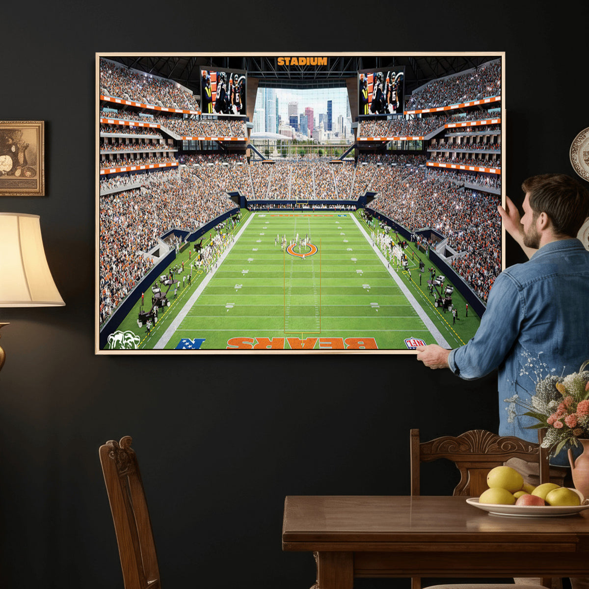 76935553-PAN-FL-20X10 - Chicago Bears Soldiers Field Wall Art Canvas Print, Home Office Wall Decor