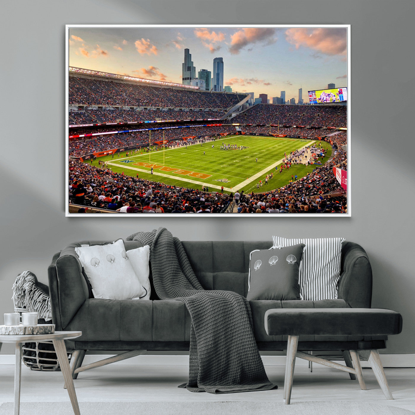 MGV-FC-36X24 - Chicago Bears Soldiers Field Wall Art Canvas Print – Framed Football Stadium Artwork for Sports