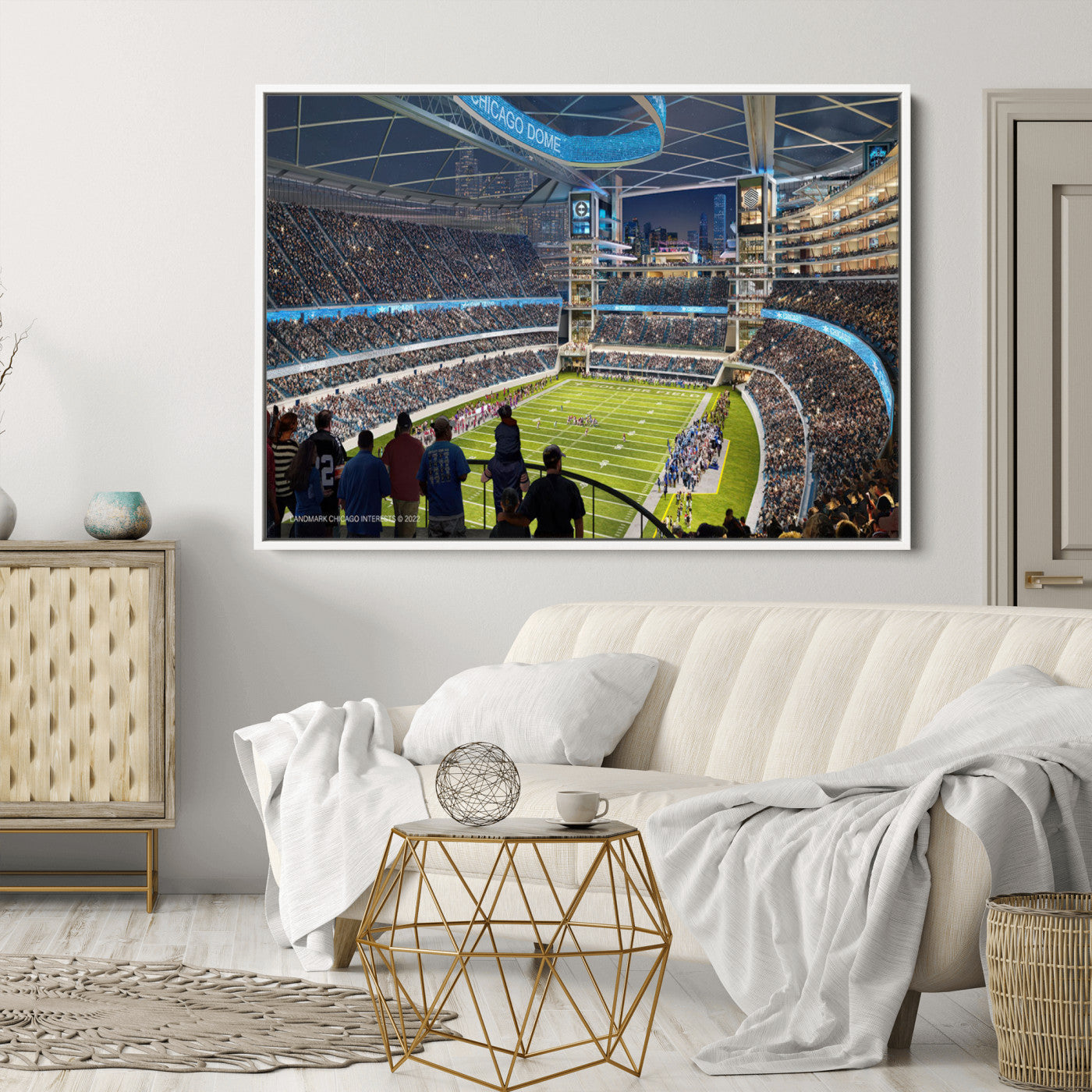 41816511-MGV-CV-36X24-Chicago Bears Soldiers Field Wall Art Canvas Print – Framed Football Stadium Artwork for Sports Fans, Soldier Field Skyline Canvas Decor for Game Room or Man Cave
