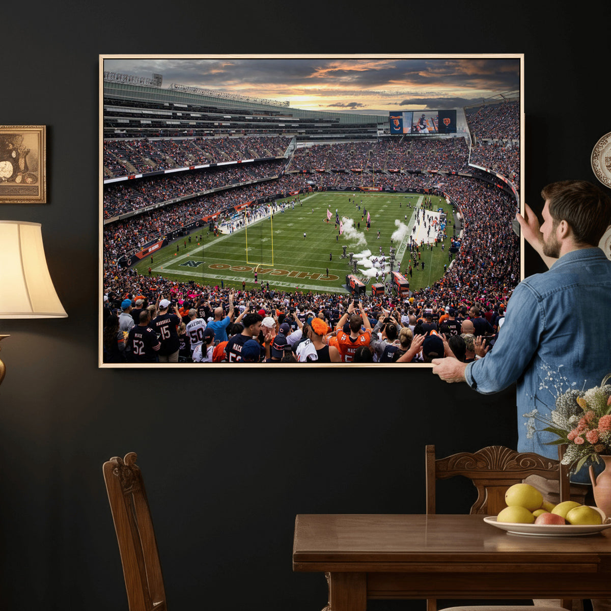 87578930-PAN-FL-20X10 - Chicago Bears Soldiers Field Wall Art Canvas Print, Home Bar Wall Decor