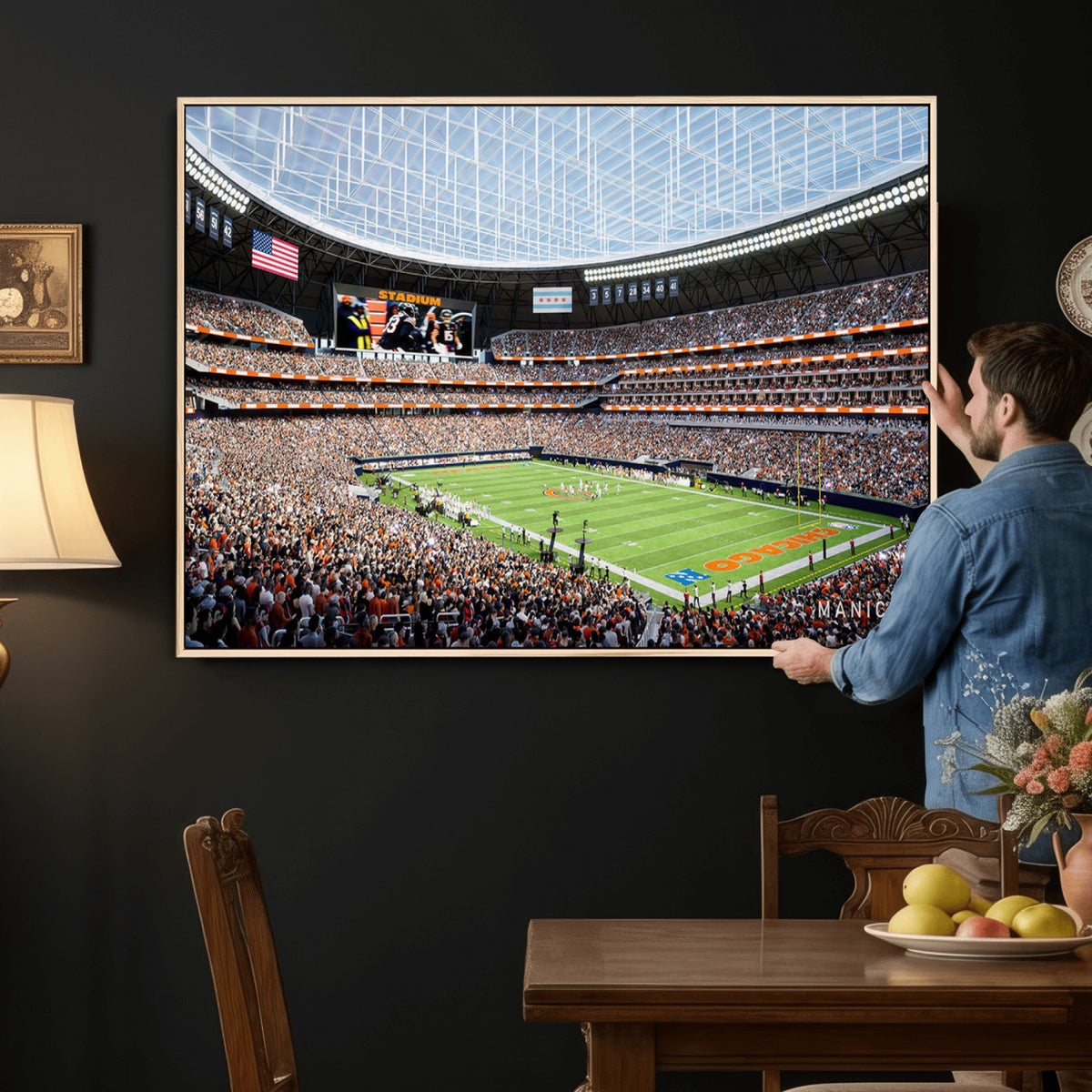 32530647-PAN-FL-20X10 - Chicago Bears Soldiers Field Wall Art Canvas Print, Framed and Ready to Hang