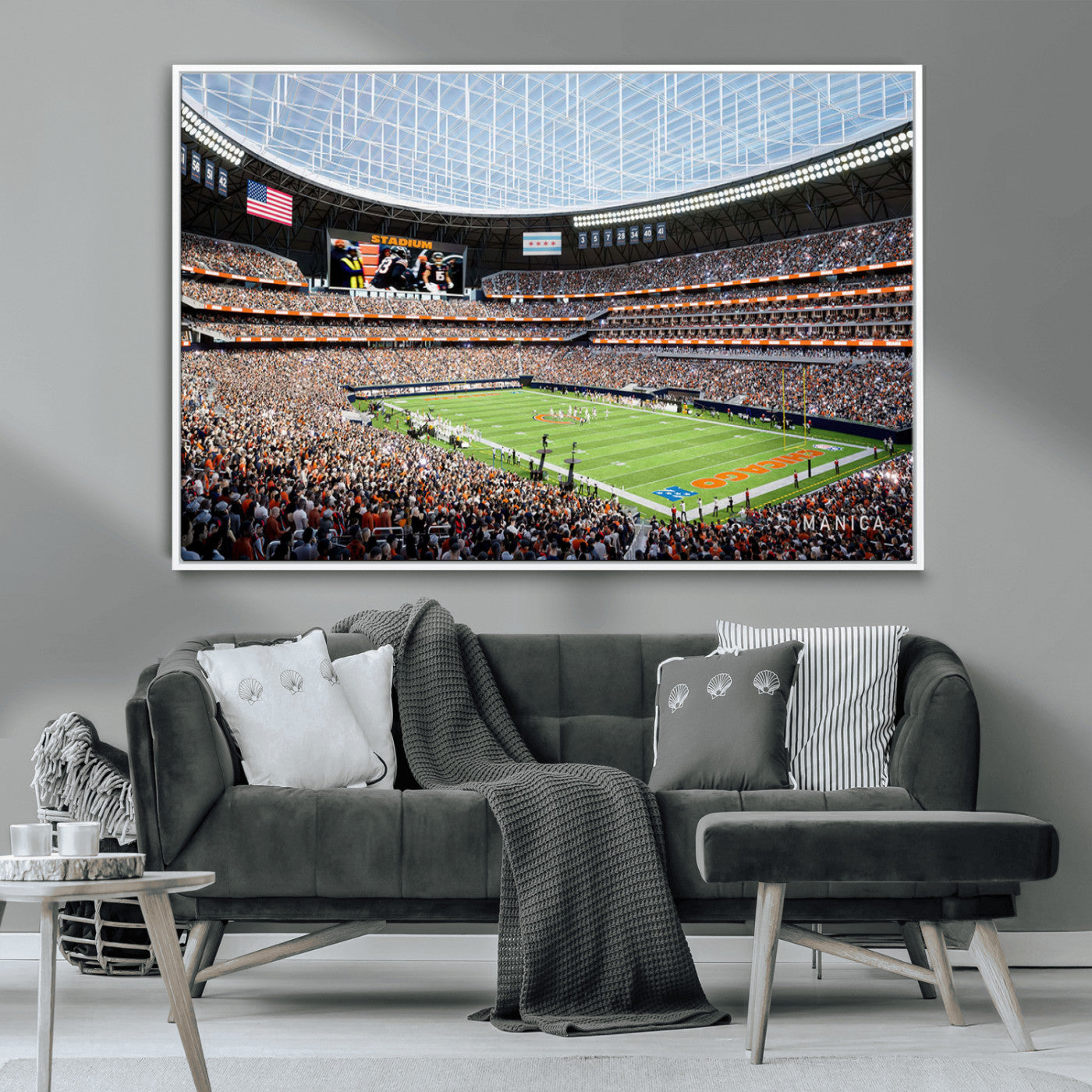 MGV-FC-36X24 - Chicago Bears Soldiers Field Wall Art Canvas Print – Framed Football Stadium Artwork for Sports