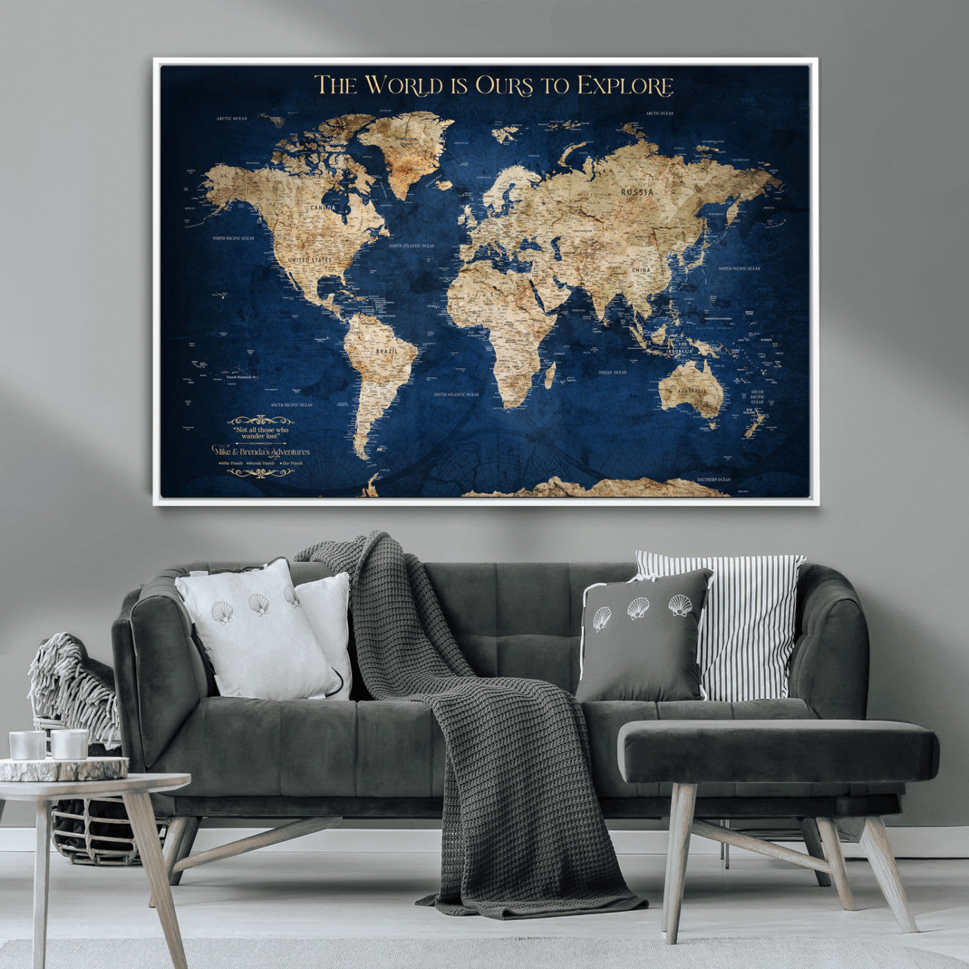 10181149-MGV-CV-36X24-Framed Push Pin World Travel Map – Canvas Wall Print of Where I’ve Been, Old-Style Adventure Map with Pins for Tracking Trips - H2-3