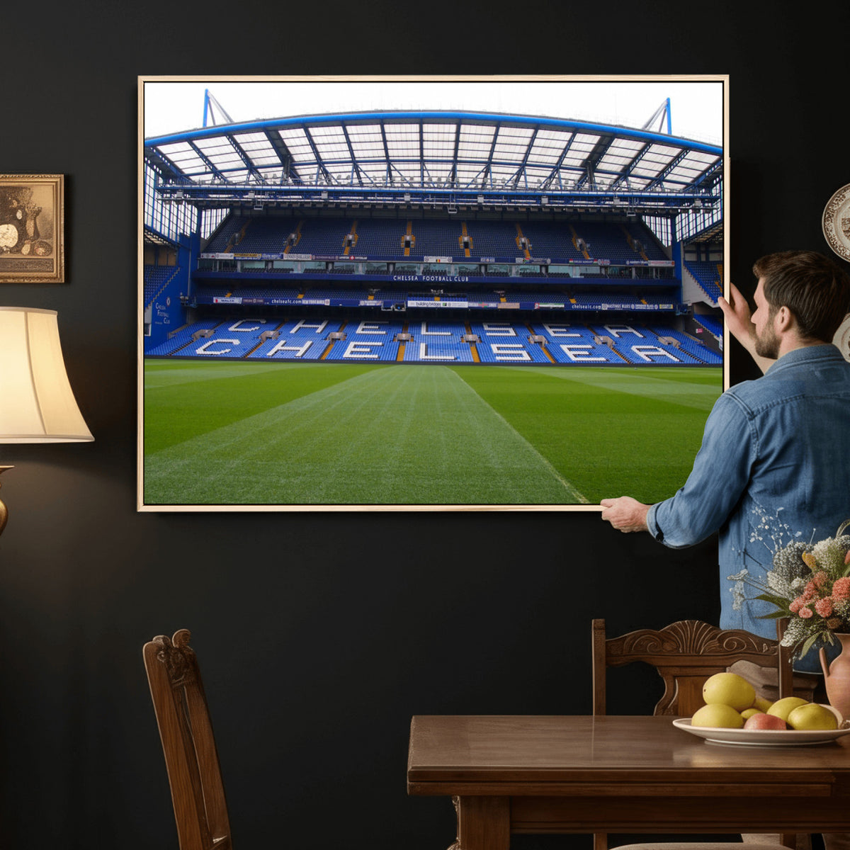 38616413CHELSA-MGV-CV-36X24 - Stamford Bridge Chelsea Football Stadium Canvas Wall Art