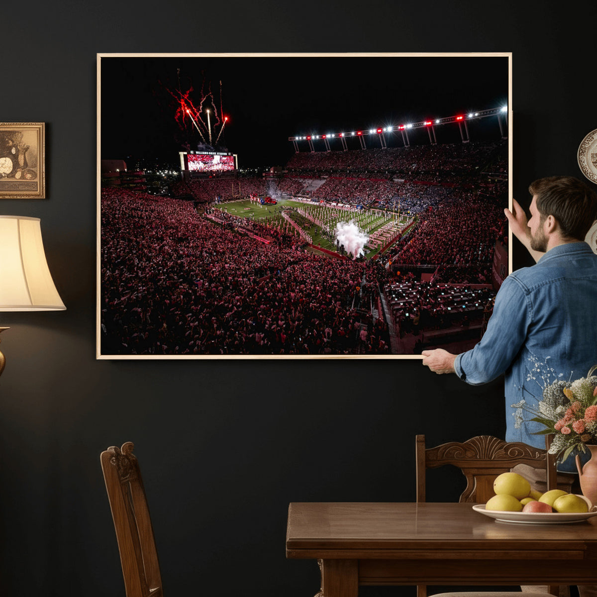 60690191-MGV-CV-36X24 - William Brice Stadium Wall Art Print, Baseball Game Room