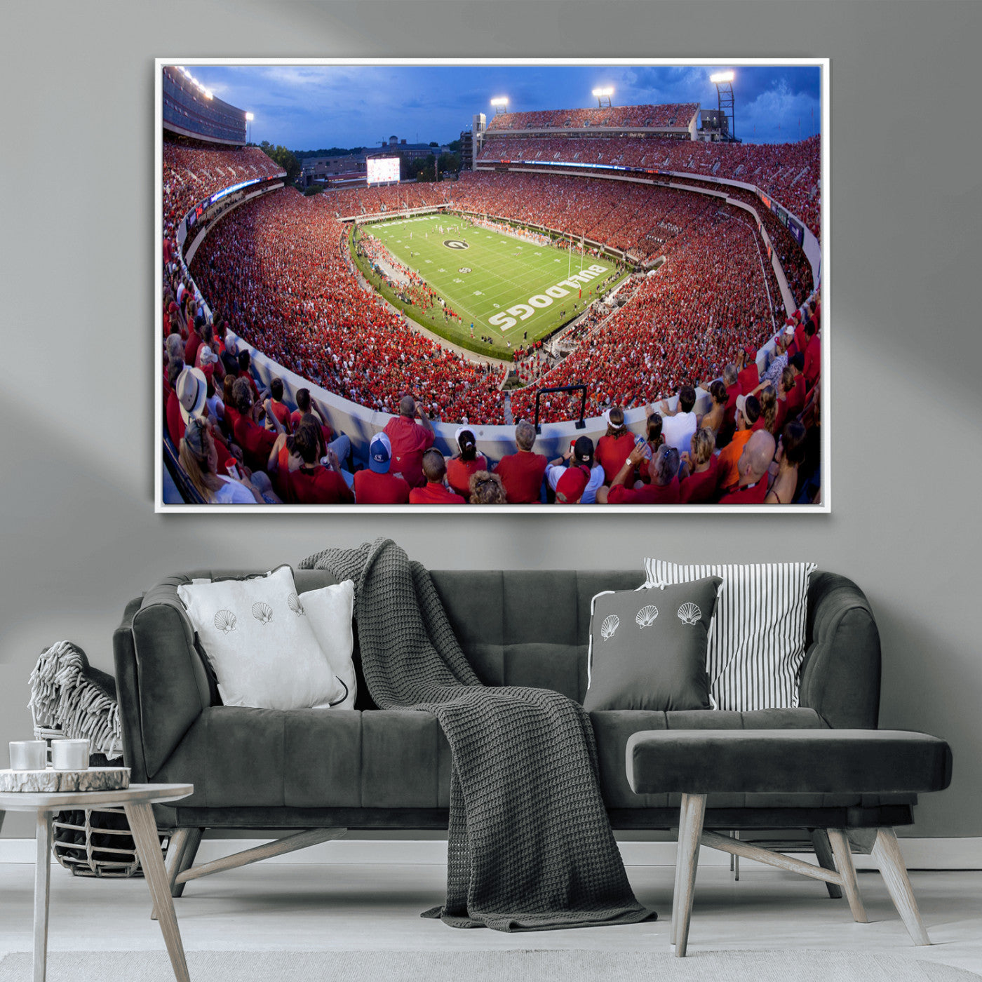 10244378-MGV-CV-36X24-Dooley Stadium Wall Art Print, Sports Arena Canvas Wall Art, Dooley Field at Sanford Stadium Canvas Print, Modern Athletic Field Art Printing