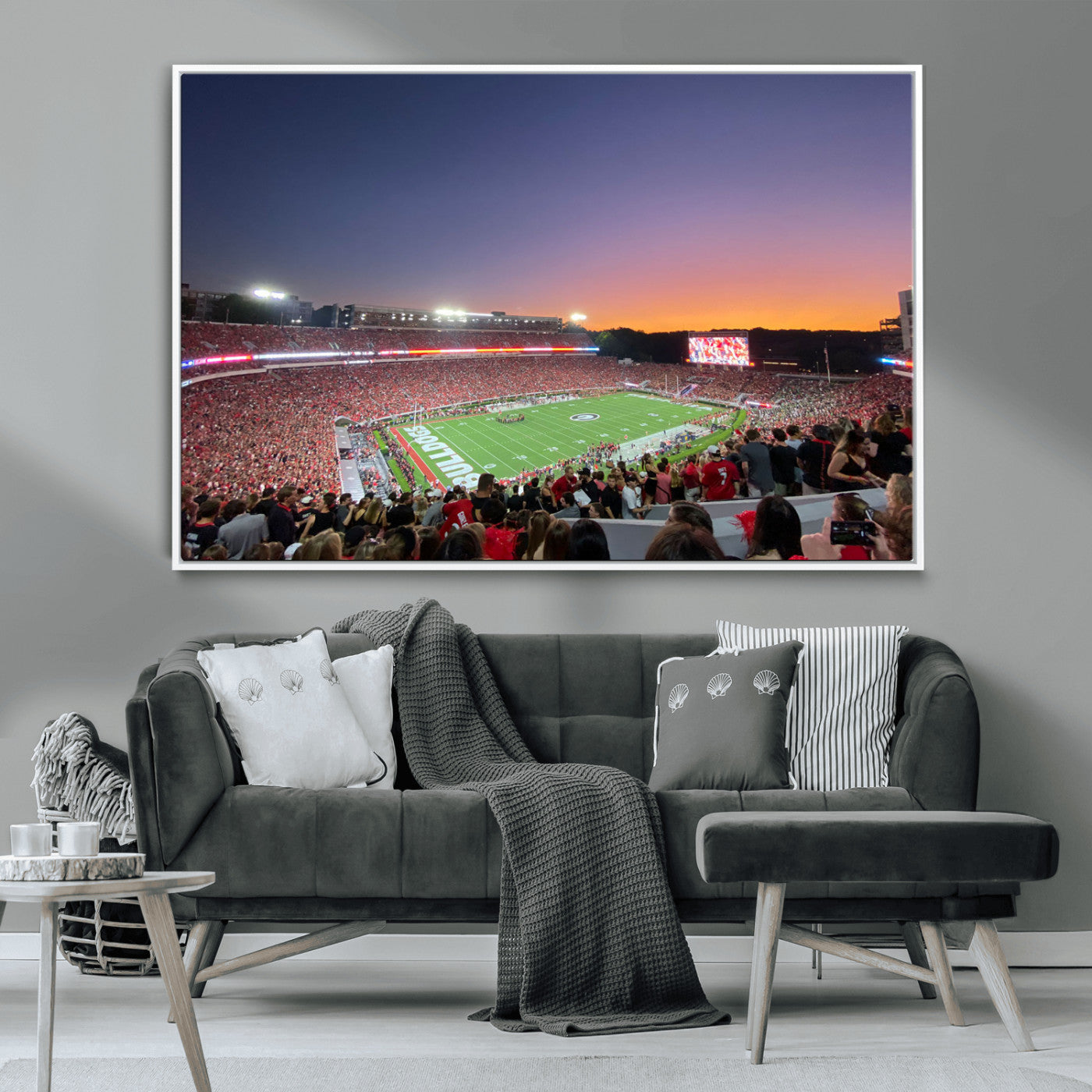 25139565-MGV-CV-36X24-Dooley Stadium Wall Art Print, Sports Arena Canvas Wall Art, Dooley Field at Sanford Stadium Canvas Print, Modern Athletic Field Art Printing