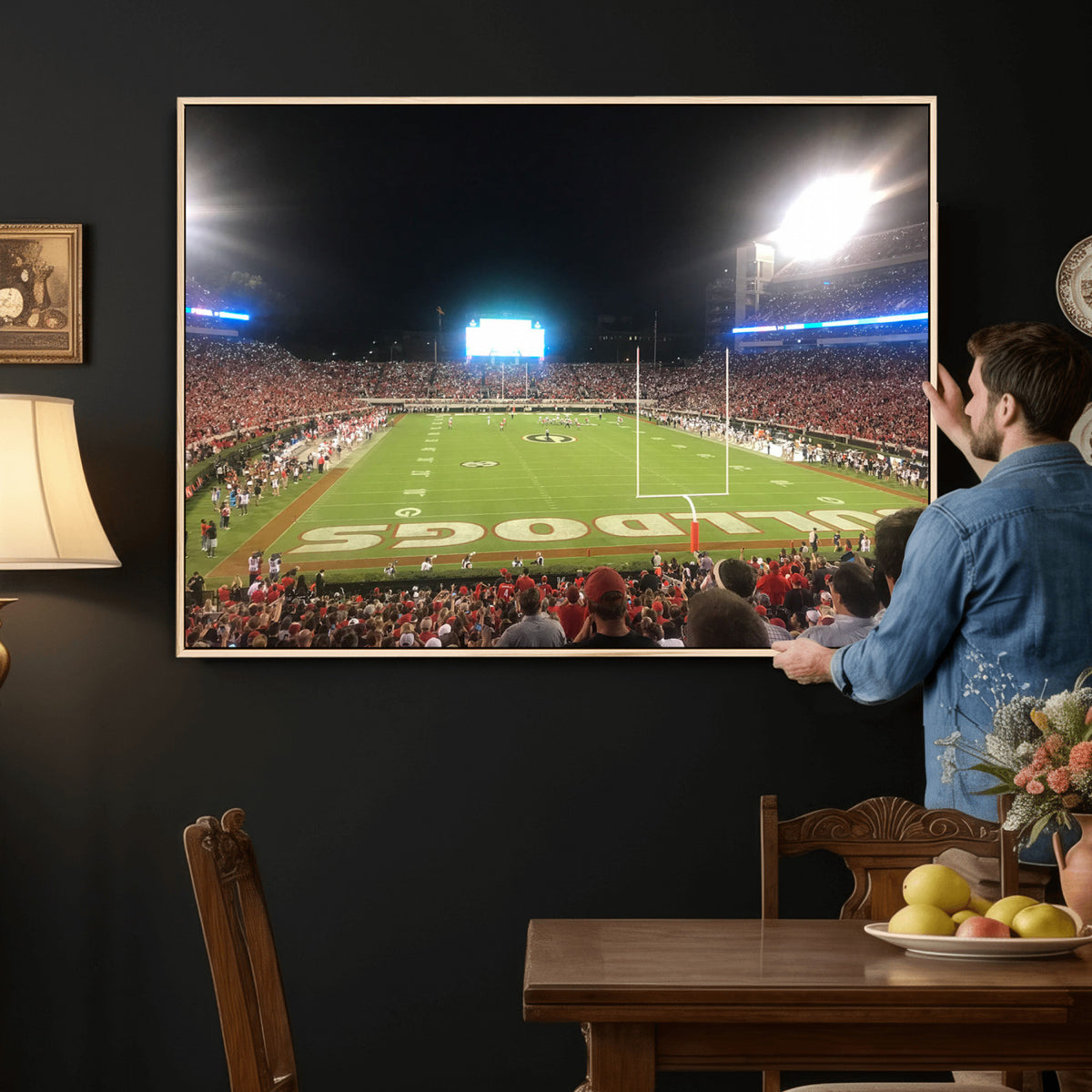 16230786-MGV-CV-36X24 - Dooley Stadium Wall Art, Sports Arena Panoramic Canvas Print, Modern Stadium Landscape Artwork for Home, Office