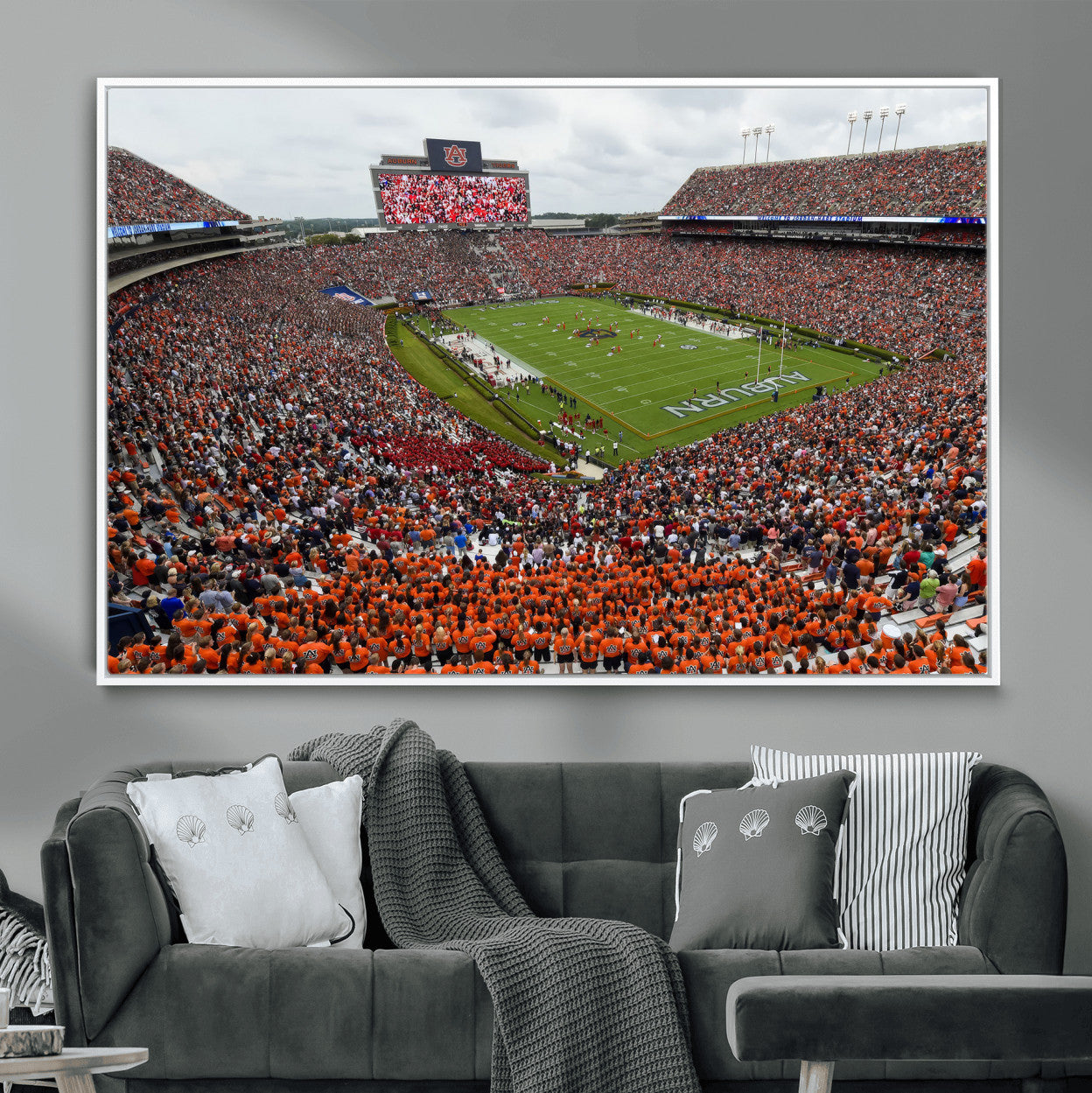 39597998-MGV-CV-36X24-Jordan-Hare Stadium Wall Art Canvas Print, College Sports Art for Man Cave or Game Room, Framed Alabama Football Decor
