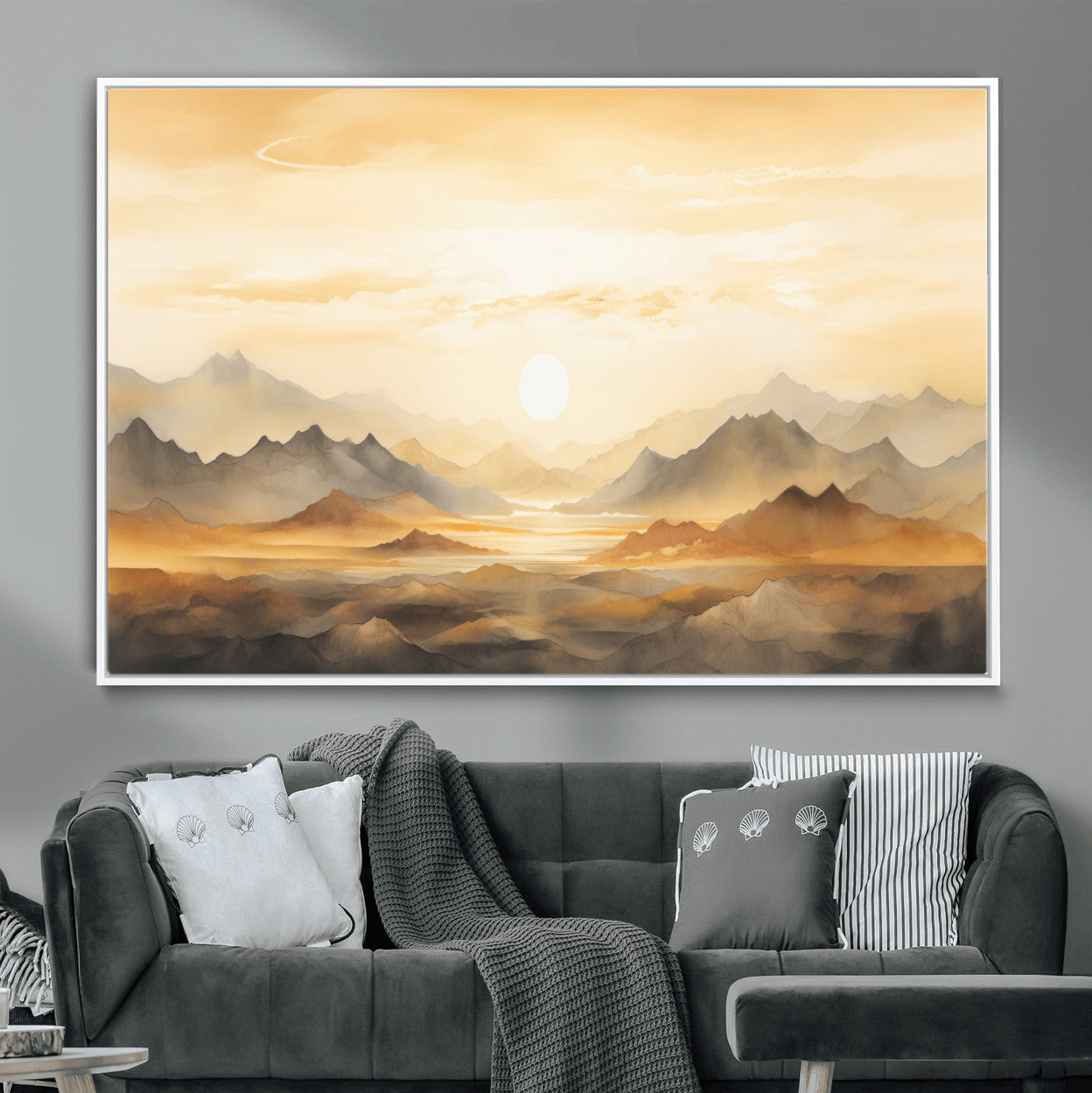 Nihat1-29-MGV-CV-36X24-Sepia Color Abstract Mountain Wall Art Canvas Print