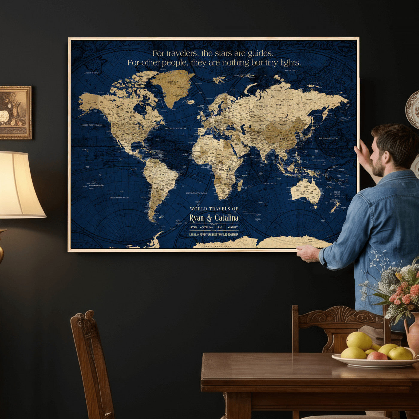 12665245-MGV-FC-36X24 - Personalized Push Pin World Map Wall Art Canvas Print with Pins – Customize  Travel Tracker Map for Home and Office Décor