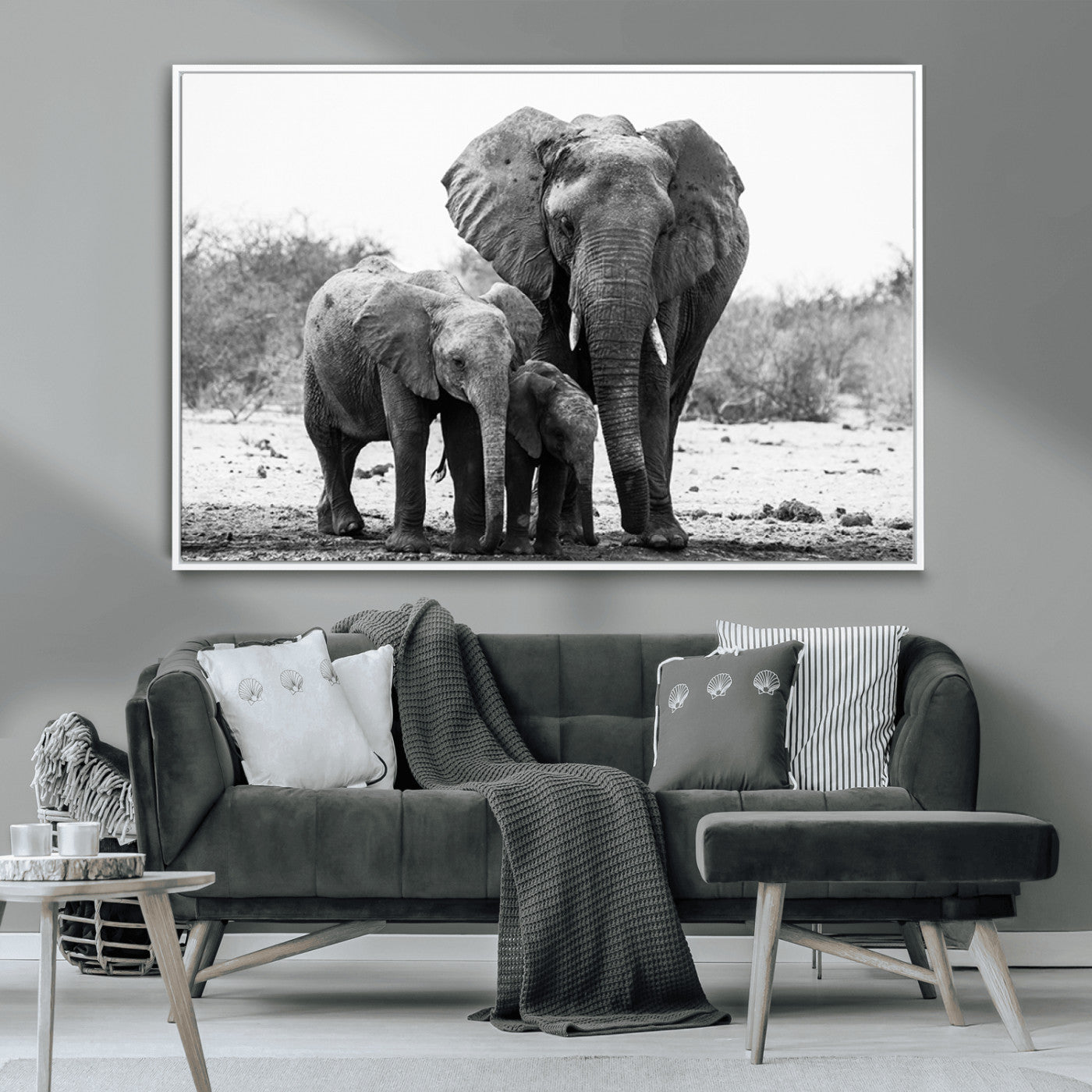 MGV-FC-36X24 - Elephant Family Africa Wall Art Canvas Print