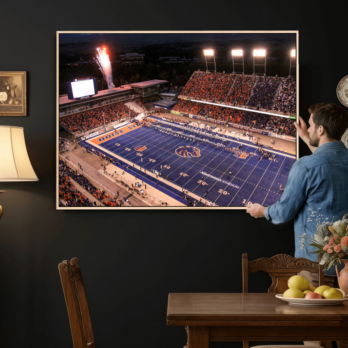 58849575-MGV-CV-36X24 - Boise State Stadium Large Wall Art Canvas Print for Living Room and Game Room Decor