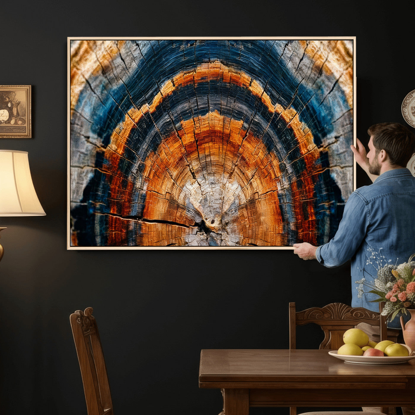 92693966N-MGV-CV-36X24 - Abstract Wood Grain Canvas Print, Tree Ring Pattern Wall Art, Framed Canvas Ready to Hang