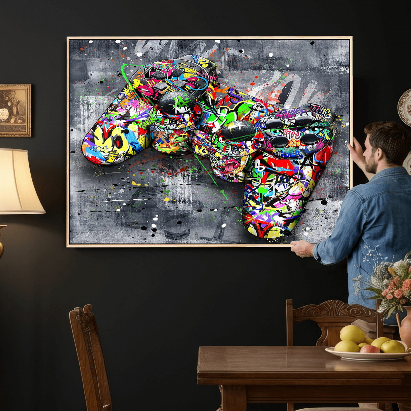 42929610-MGV-CV-36X24 - Graffiti Canvas Wall-Art For Bedroom - Gaming Wall Art For Teen Boys - Abstract Painting Pop Art Modern Home Wall Decor Ready to Hang