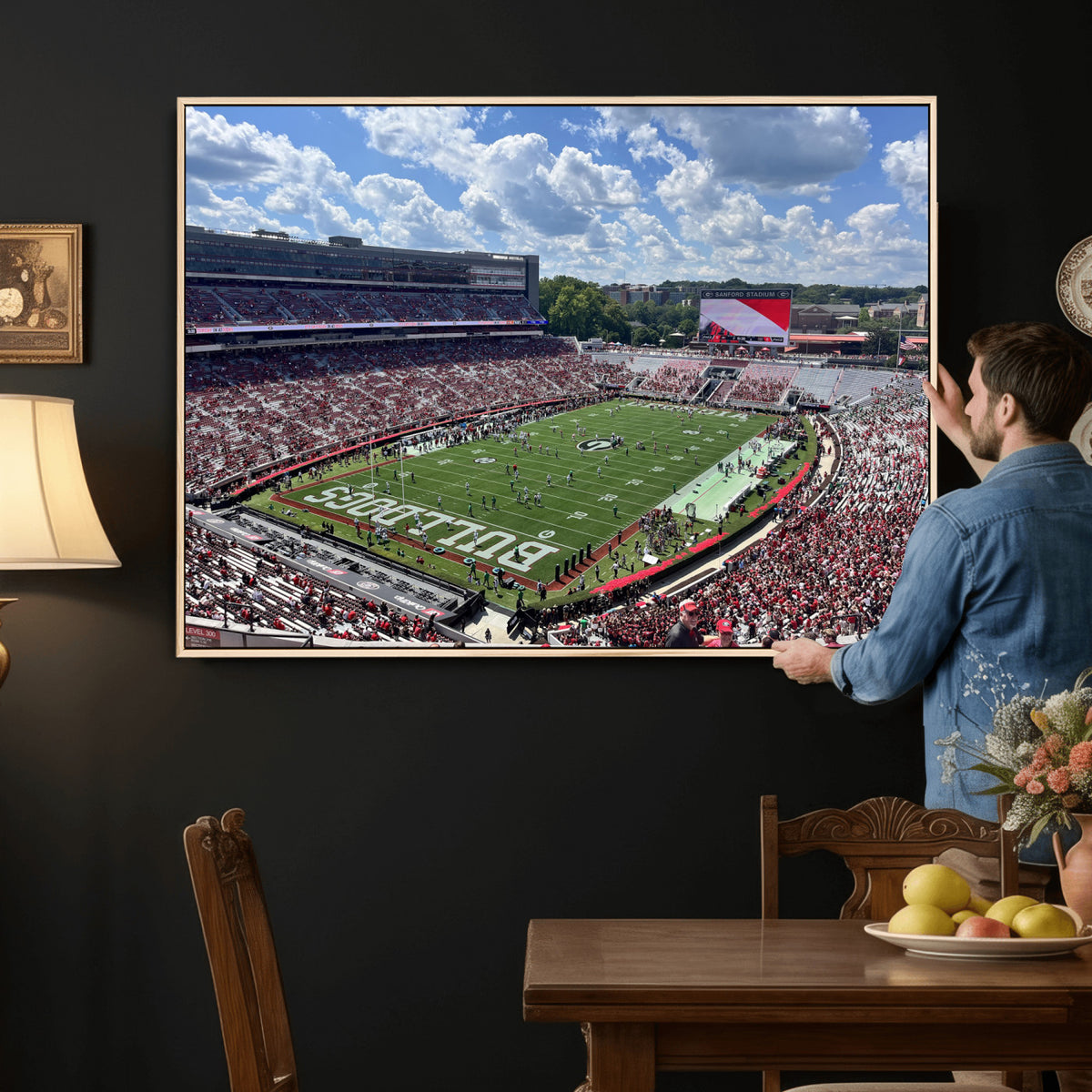10665453-MGV-CV-36X24 - Georgia Bulldogs Stadium Wall Art Canvas Print, Sanford, Framed and Ready to Hang