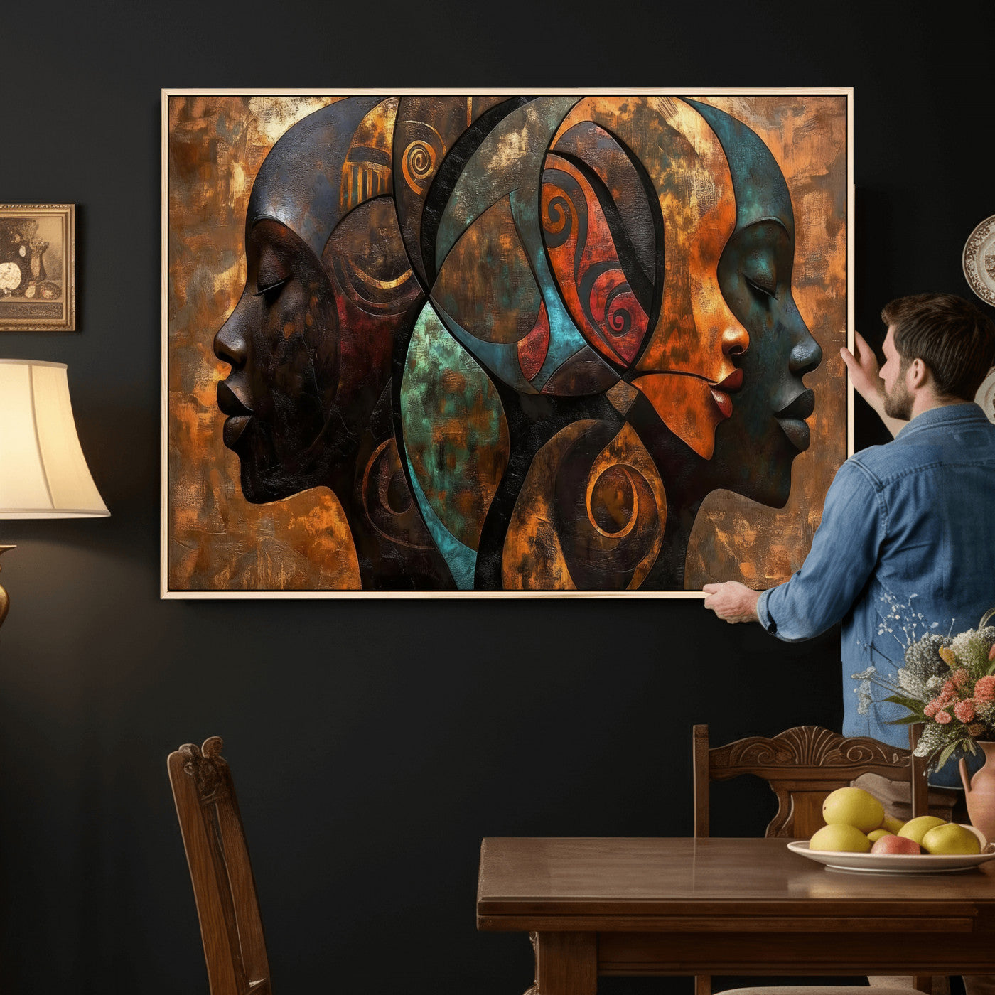 81517886-MGV-CV-36X24 - Abstract Afro American Women Wall Art Canvas Print
