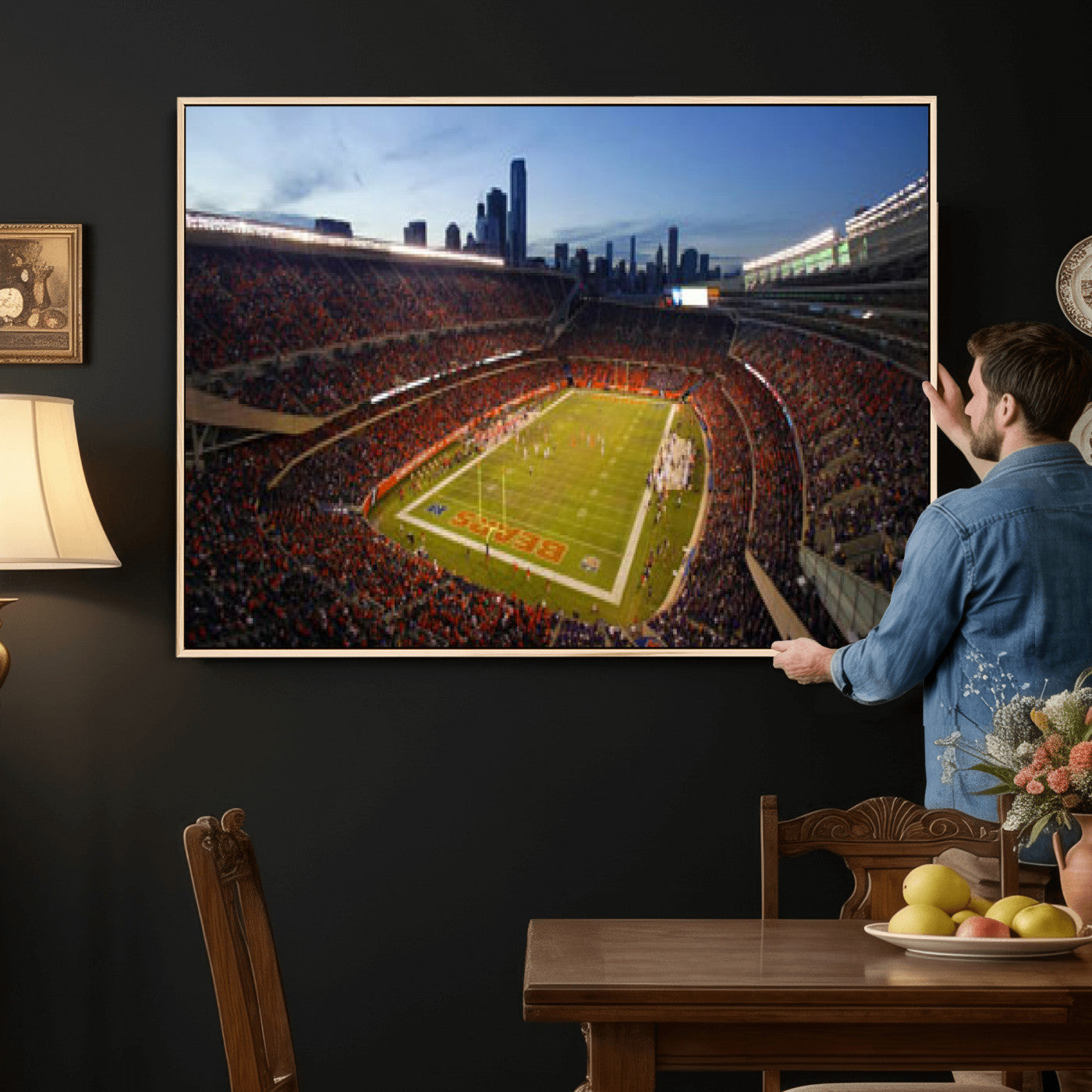 50691720-MGV-CV-36X24 - Chicago Bears Soldier Field Canvas Wall Art, NFL Stadium Panorama Print, Football Arena Photography for Sports Fans
