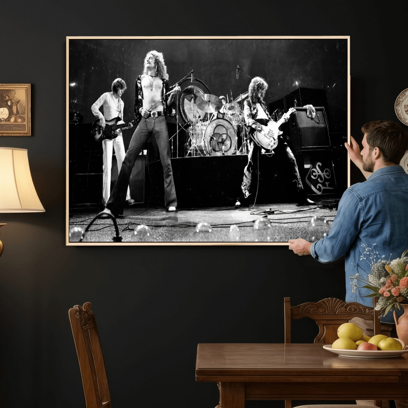 87313532-MGV-CV-36X24 - ed Zeppelin Live Concert Canvas Wall Art, Classic Rock Band Photography Print, Vintage Music Stage Performance Artwork