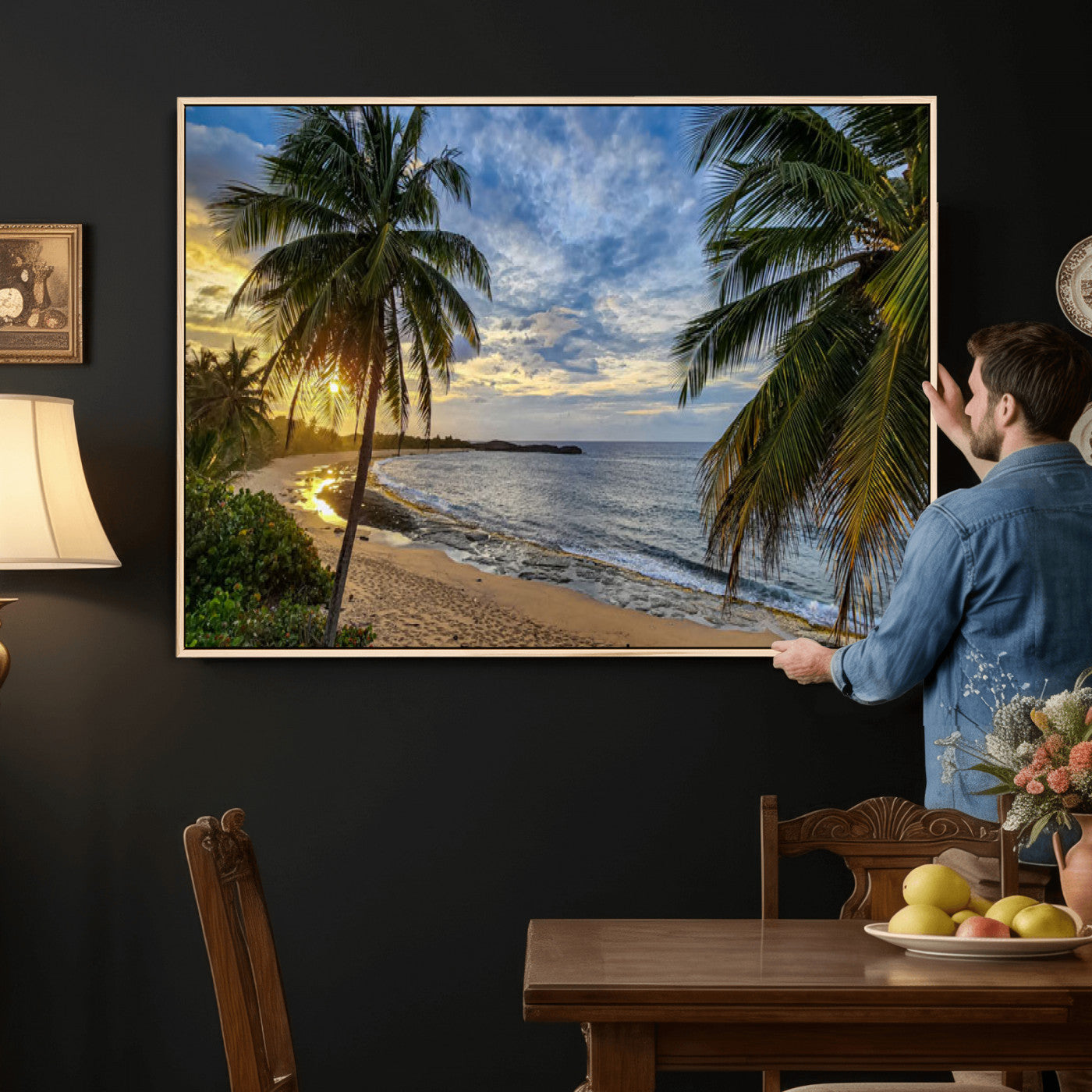 40002010-MGV-CV-36X24 - Mar Chiquita Beach Puerto Rico Canvas Wall Art, Manati Caribbean Coastal Photography Print, Tropical Ocean Sunset Decor