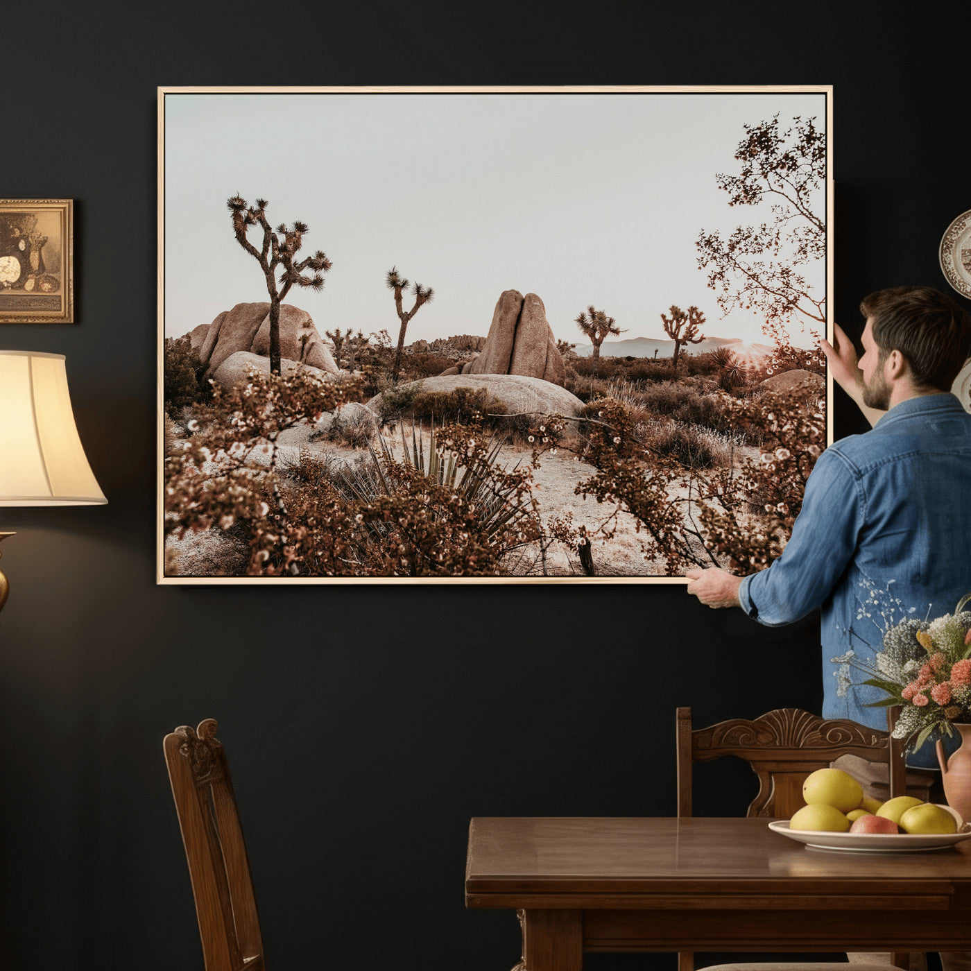 75778944-MGV-CV-36X24 - Joshua Tree Desert Canvas Wall Art Print | Desert Landscape Photography, Boho Southwest Wall Decor, Nature Canvas - Ready to Hang