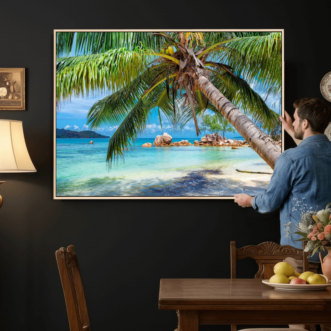 86824715-MGV-CV-36X24 - Seychelles Beach Canvas Wall Art - Anse Volbert Praslin Island Print