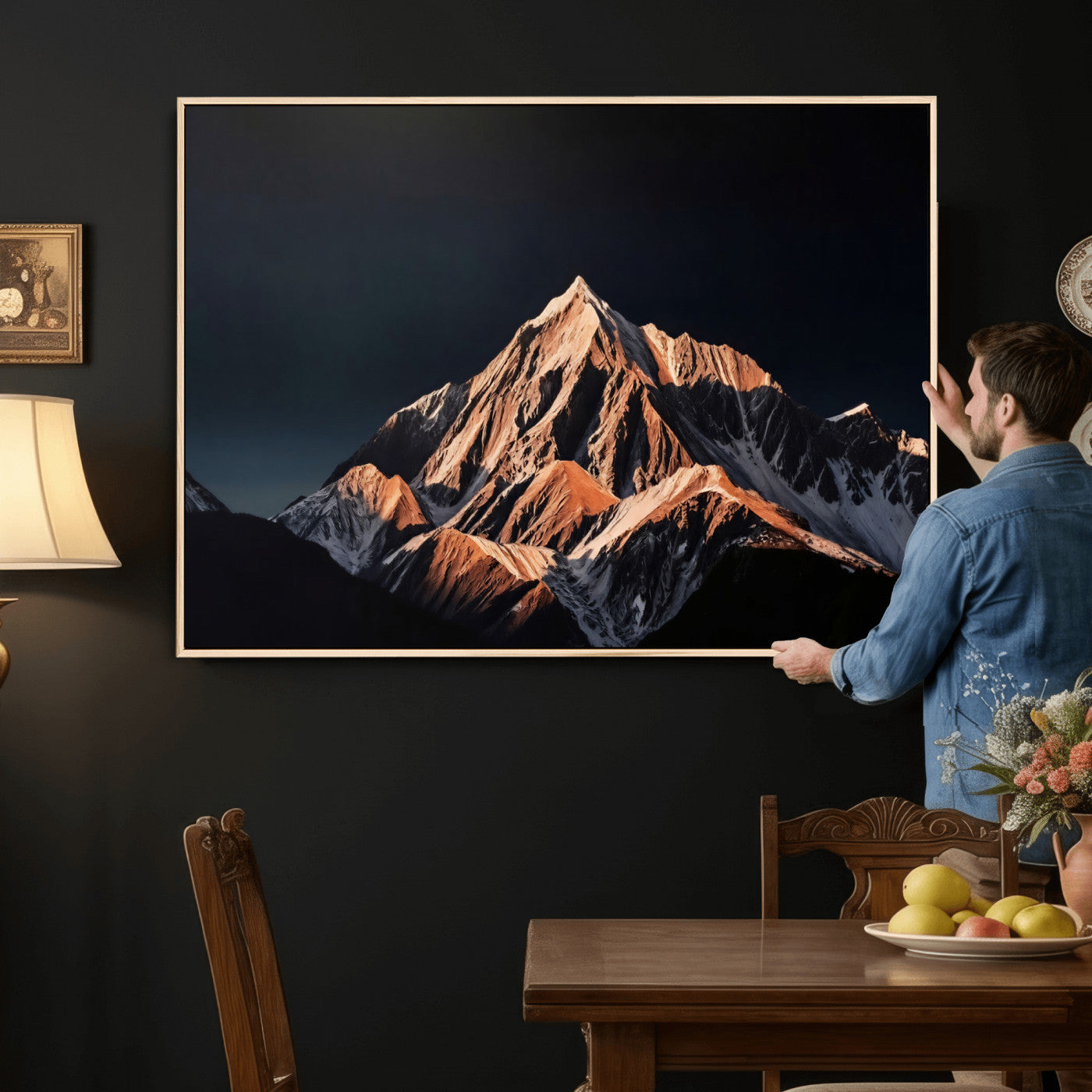 10196184-MGV-CV-36X24 - Snow Mountain Wall Art Canvas Print for Living Room Decor