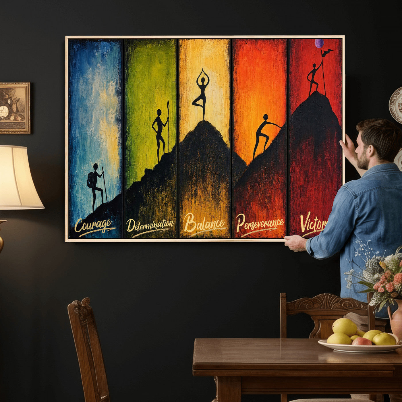 59418630-MGV-CV-36X24 - Success Journey Courage to Victory Wall Art Canvas Print - Motivational Office Decor