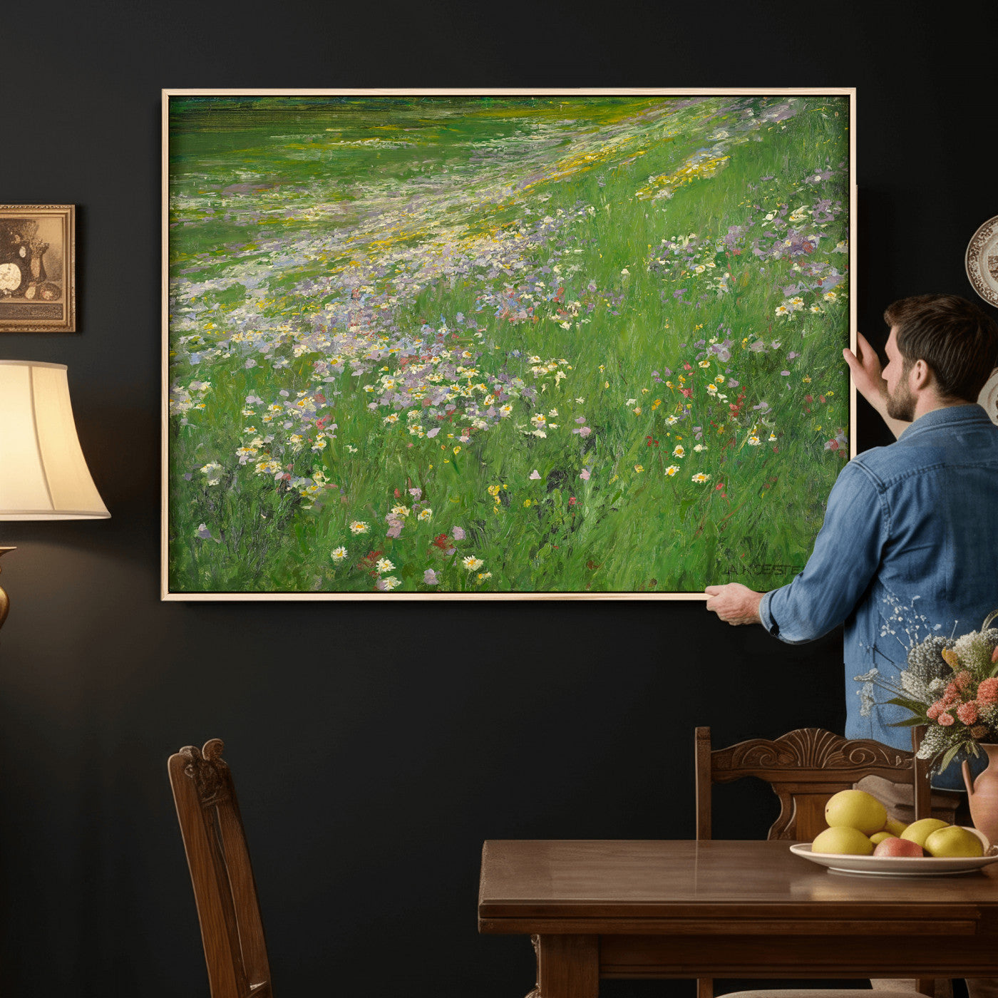 63535040-MGV-CV-36X24 - Alexander Koester Flower Meadow Canvas Wall Art, Vintage Landscape Print