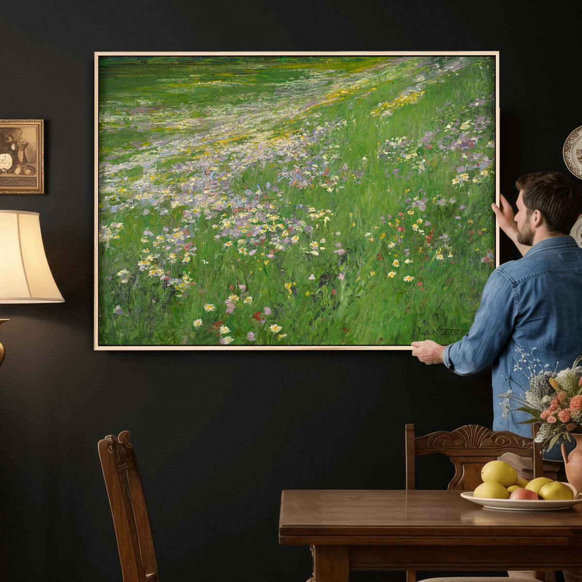 63535040-MGV-CV-36X24 - Alexander Koester Flower Meadow Canvas Wall Art, Vintage Landscape Print