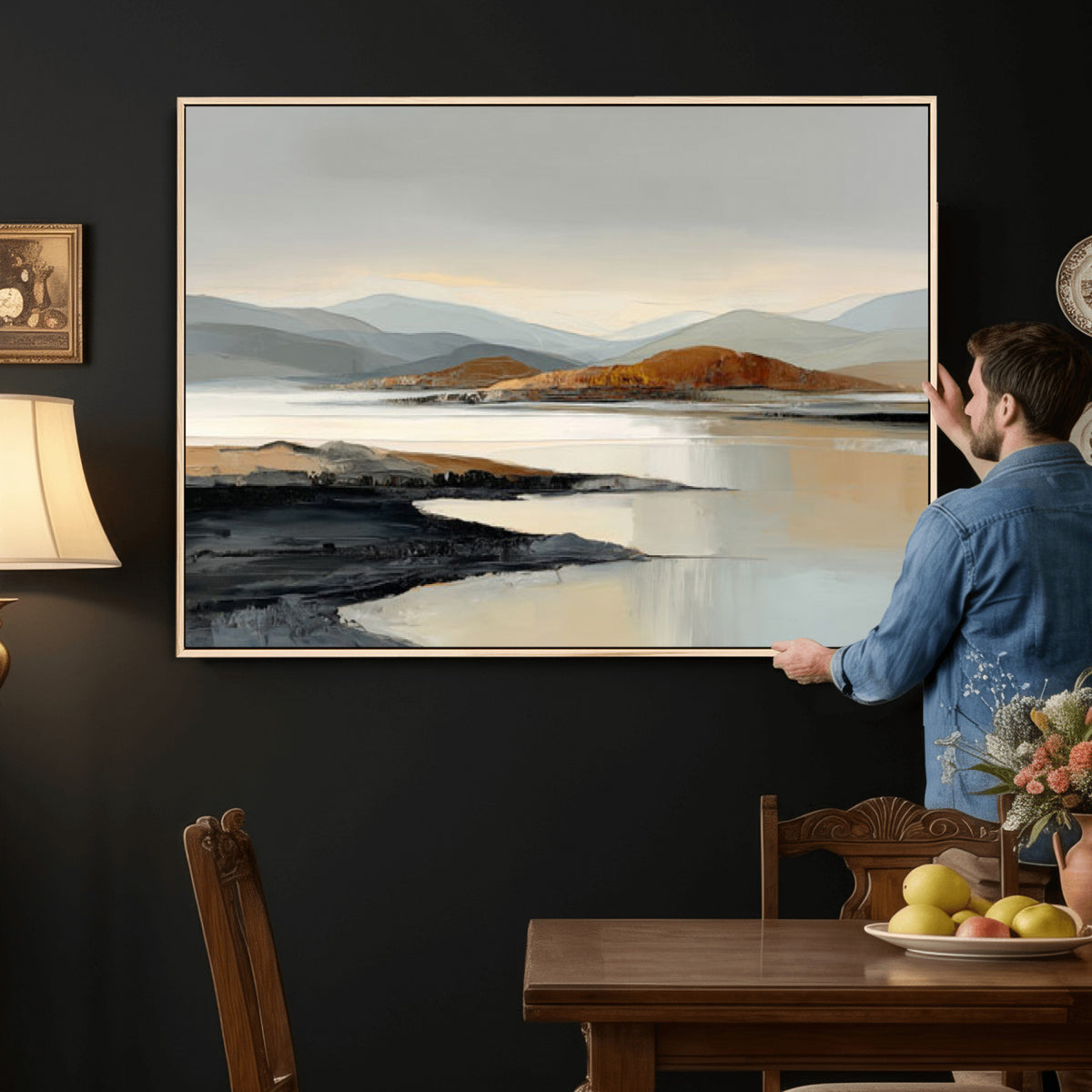 56450386-MGV-CV-36X24 - Modern Abstract Landscape Canvas Wall Art, Minimalist Nature Printing