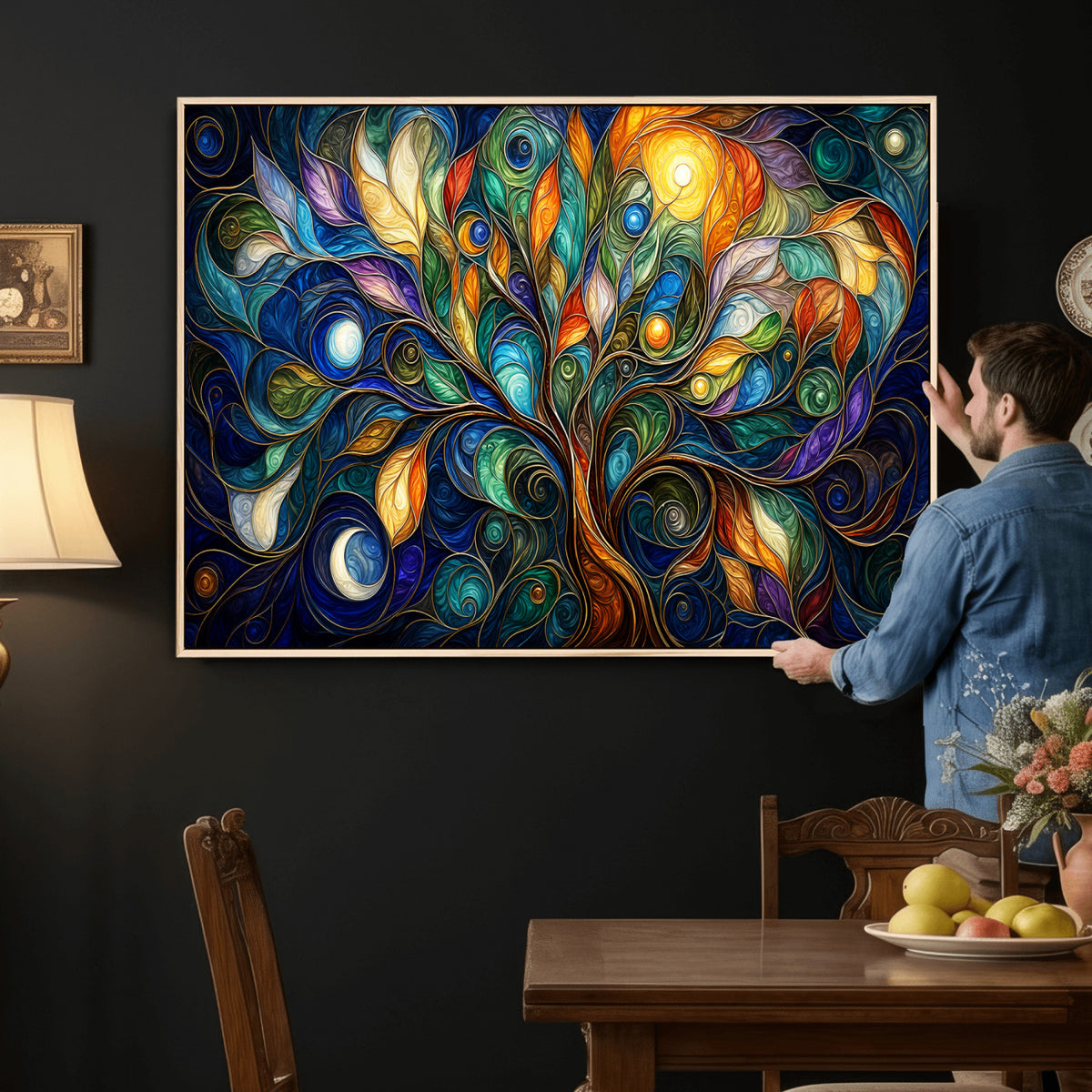 60127105-MGV-CV-36X24 - Psychedelic Tree Of Life Wall Art - Vibrant Swirl Cosmic Nature Decor