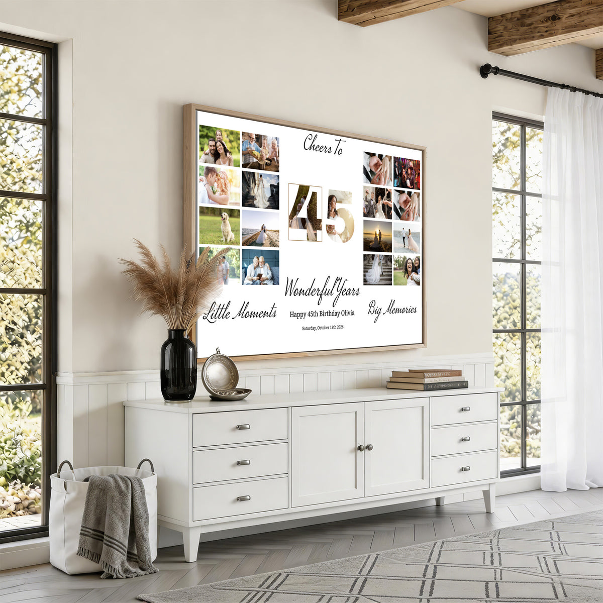 CSTM914CLJ-MGV-CV-36X24 - Moments and Memories Canvas Print – Personalized Birthday Photo Grid Wall Art