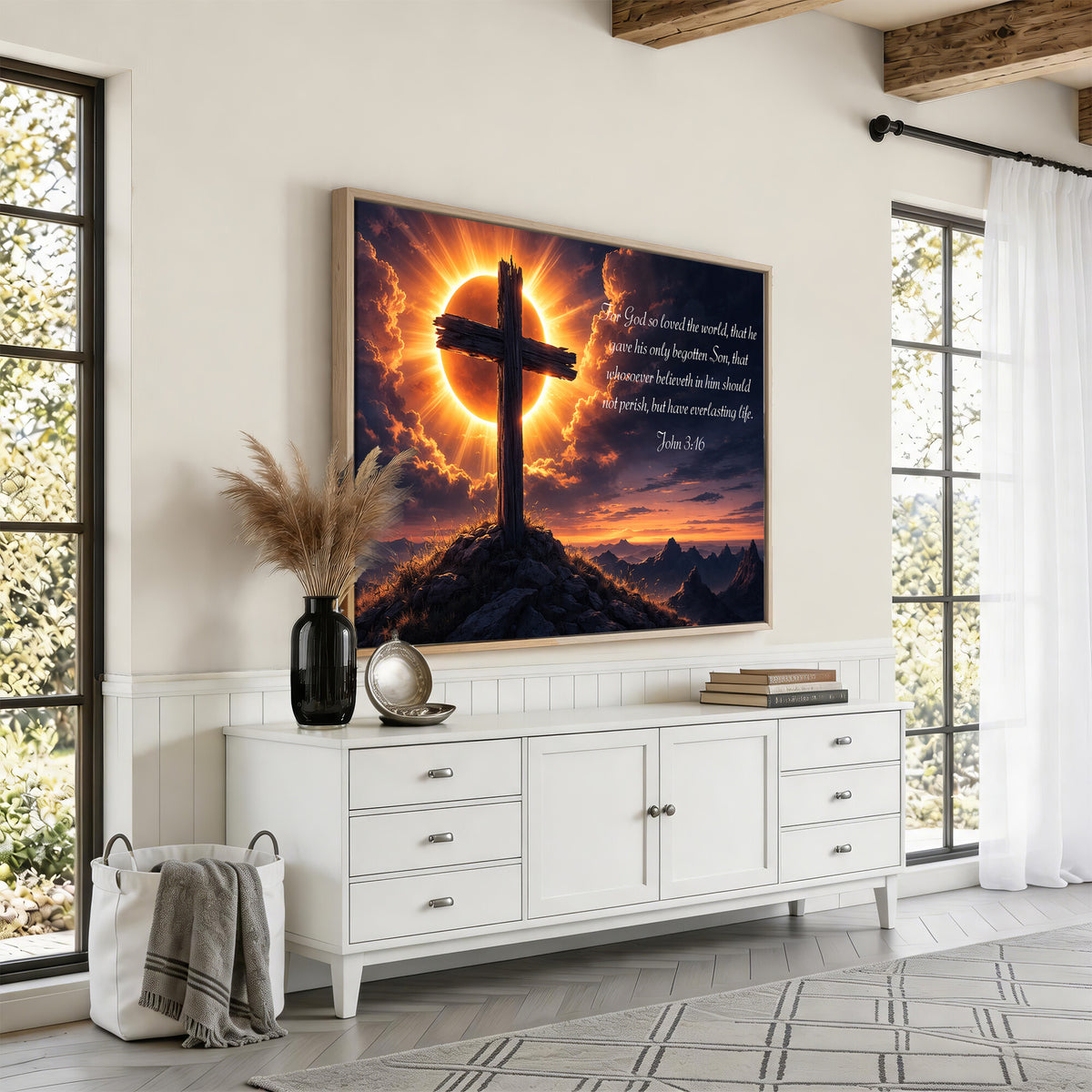 Custom Bible Verse Cross Canvas, Personalized Christian Wall Art