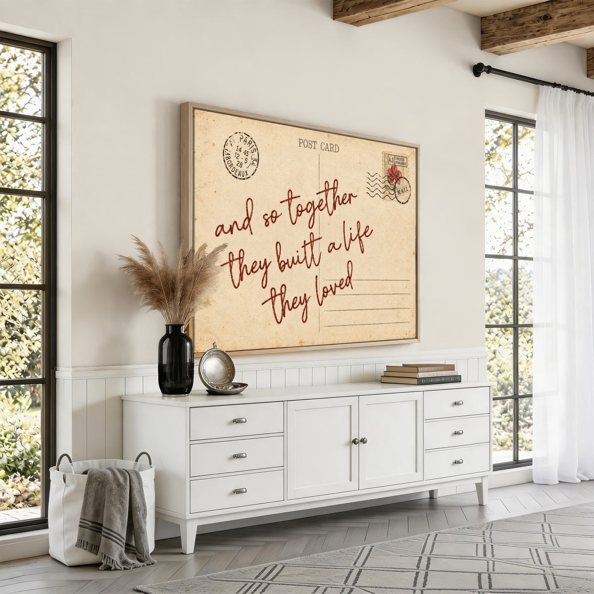 Personalized vintage postcard canvas with custom love note, view 21