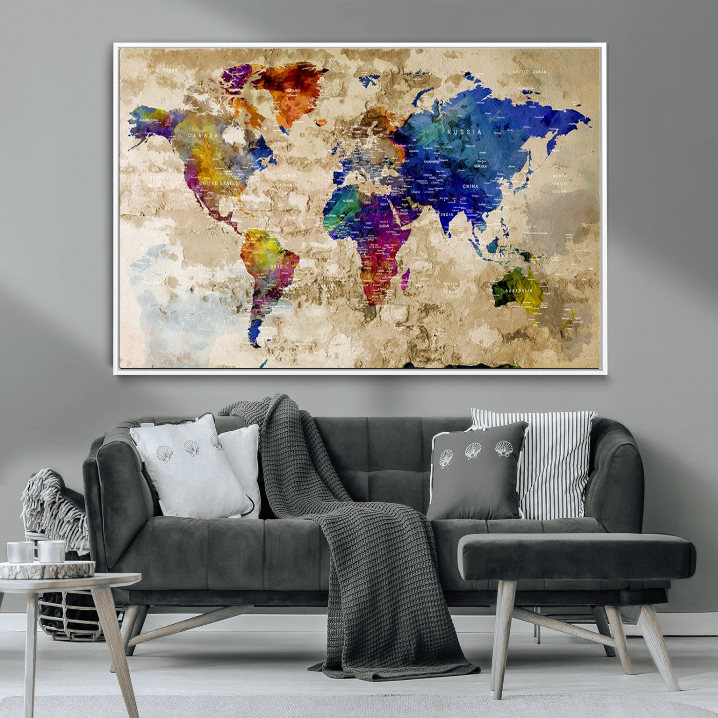 MGV-FC-36X24 - World Map Wall Art Canvas Print for Home and Office Decor