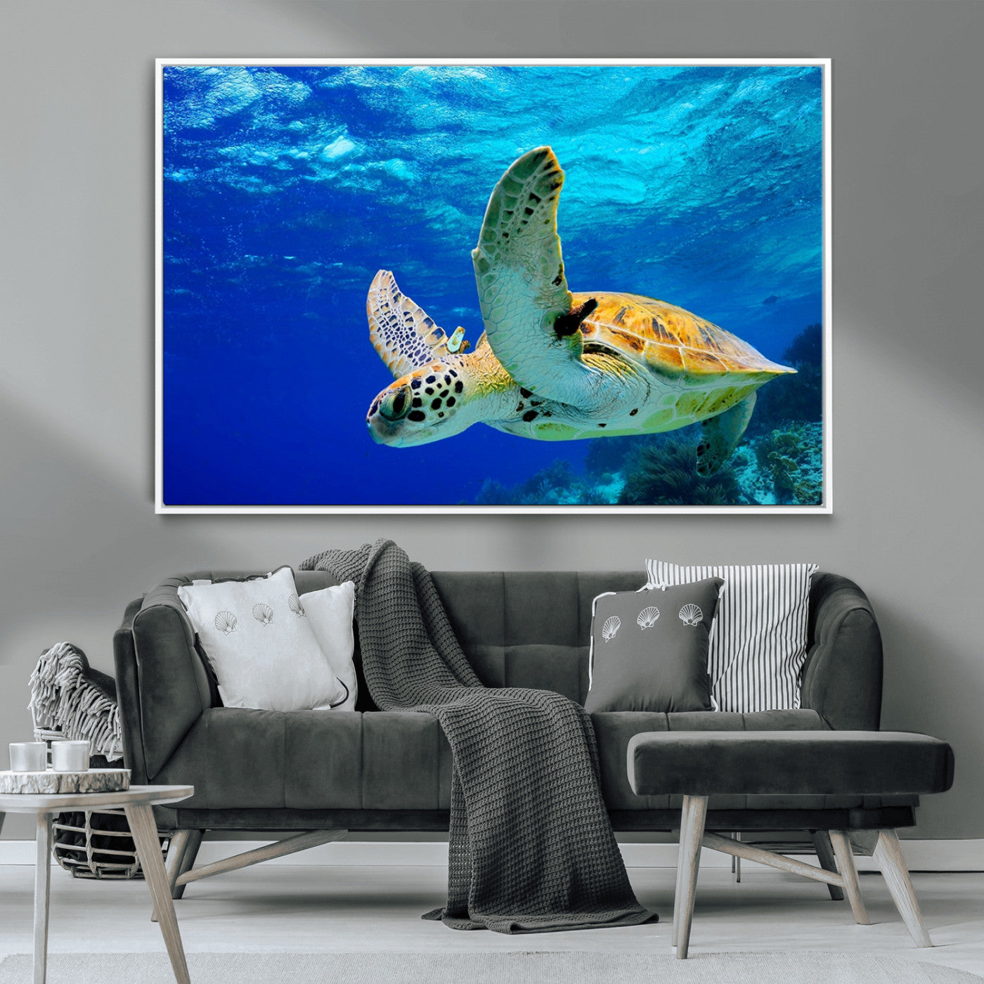 MGV-FC-36X24 - Sea Turtle Wall Art Canvas Print, Sea life in the Ocean Wall Art Printing