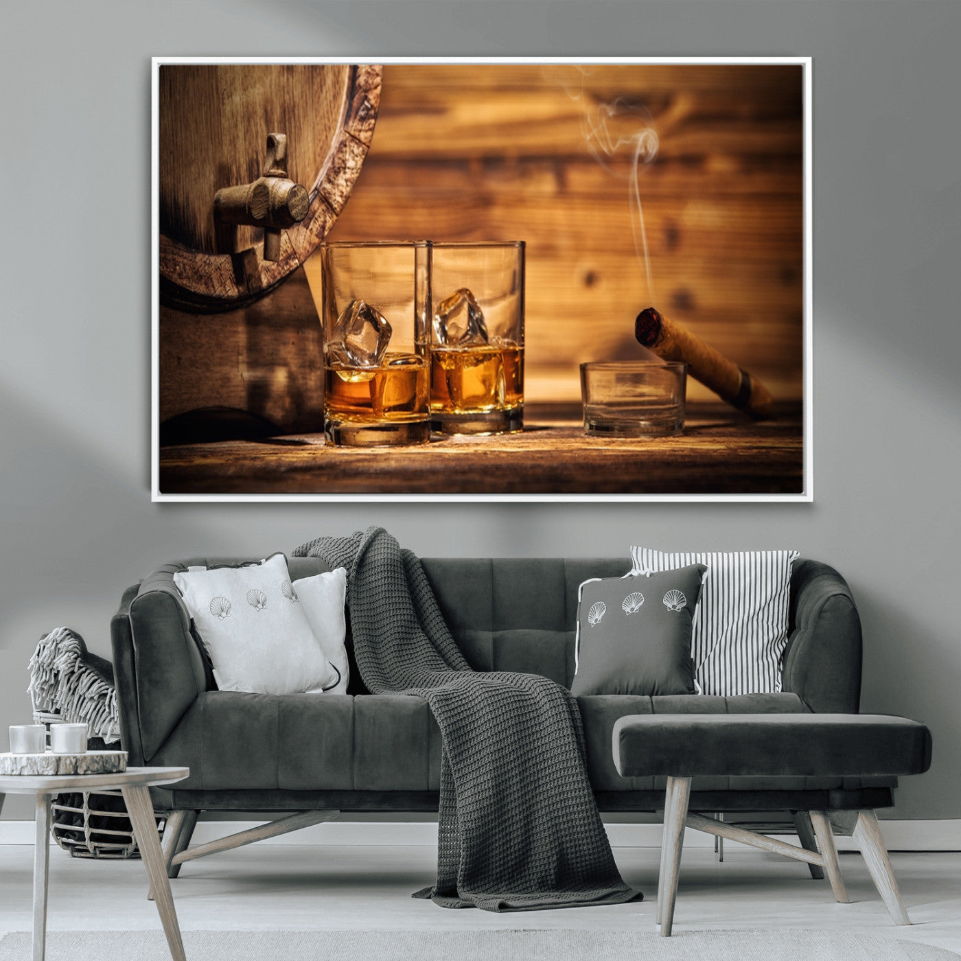 MGV-FC-36X24 - Rustic Whiskey and Barrel Canvas Print