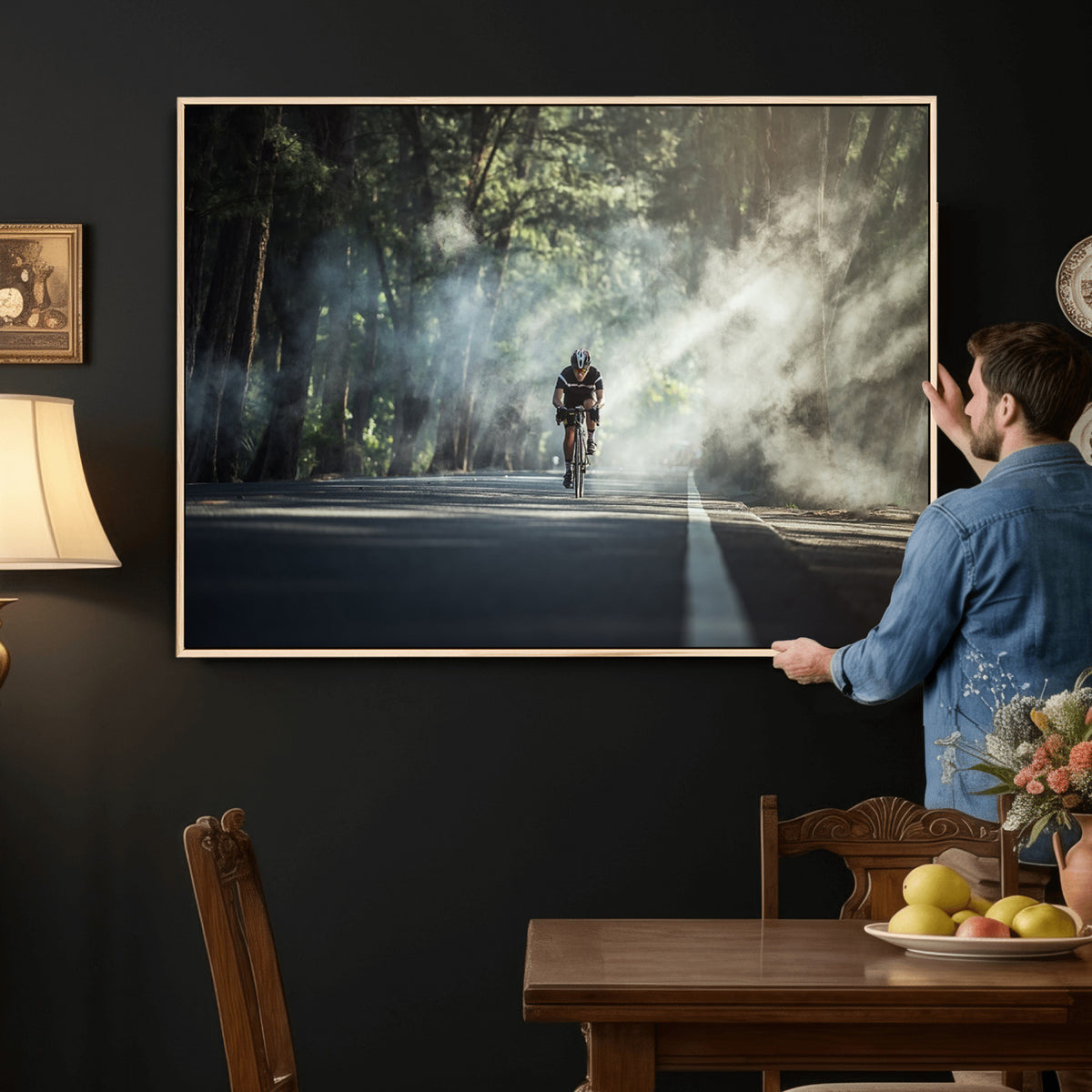 60298-MGV-CV-36X24 - Cycling Road Bike in the Morning, Cycling Road Bike Canvas Print