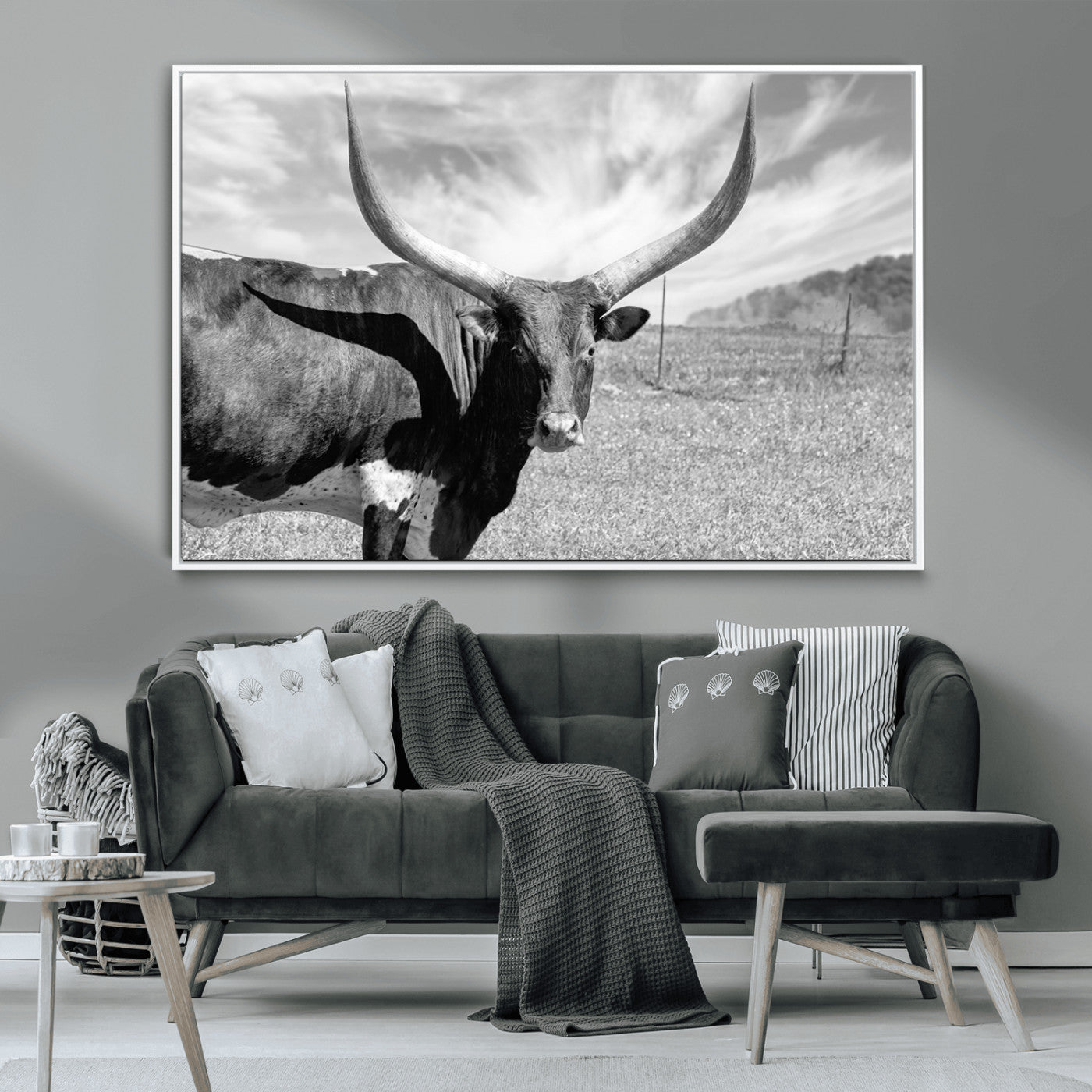 MGV-FC-36X24 - Cattle Wall Art Longhorn Cow Canvas Print